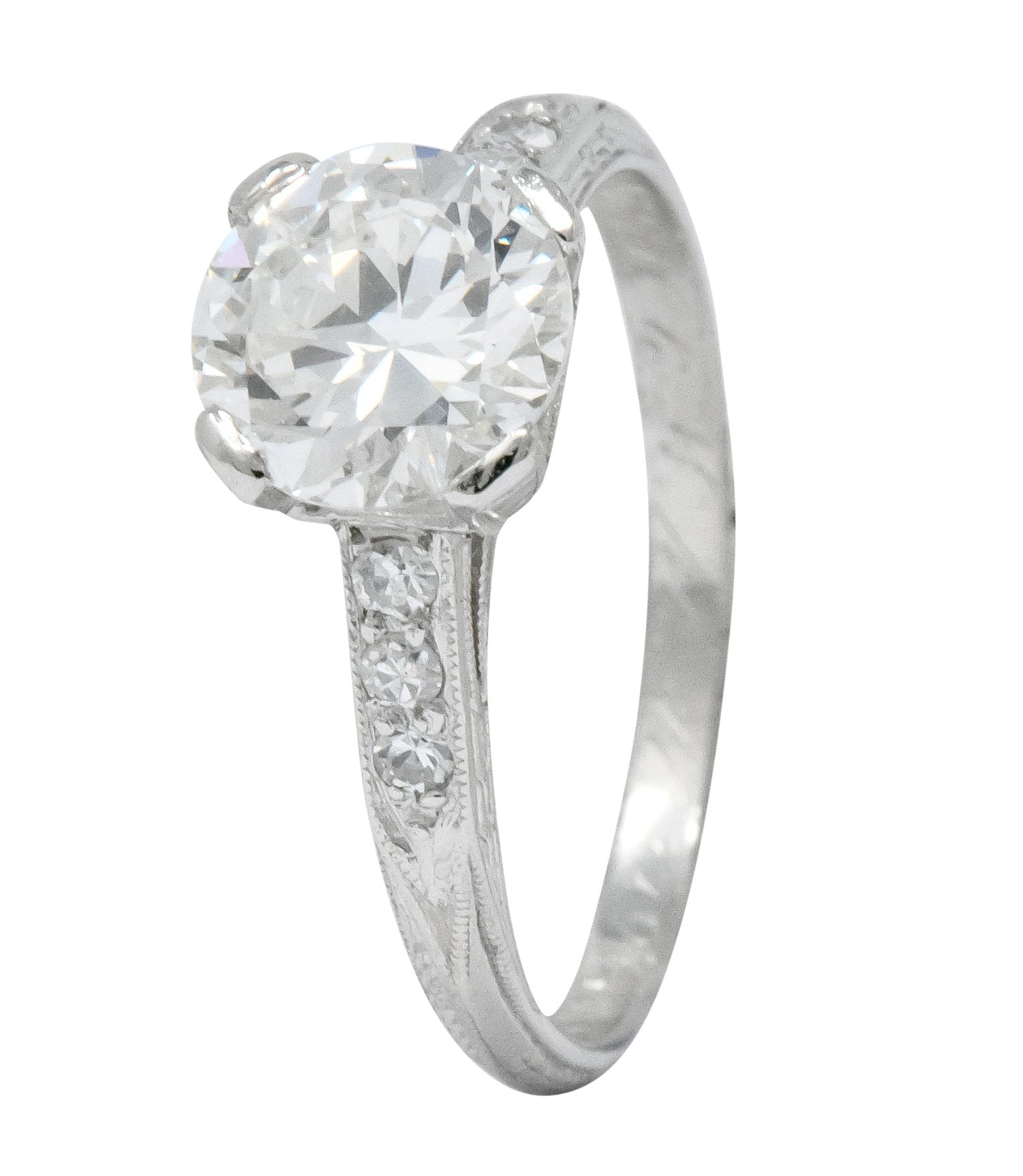 Art Deco 1.20 CTW Transitional Cut Diamond Platinum Engagement Ring GIA - Wilson's Estate Jewelry