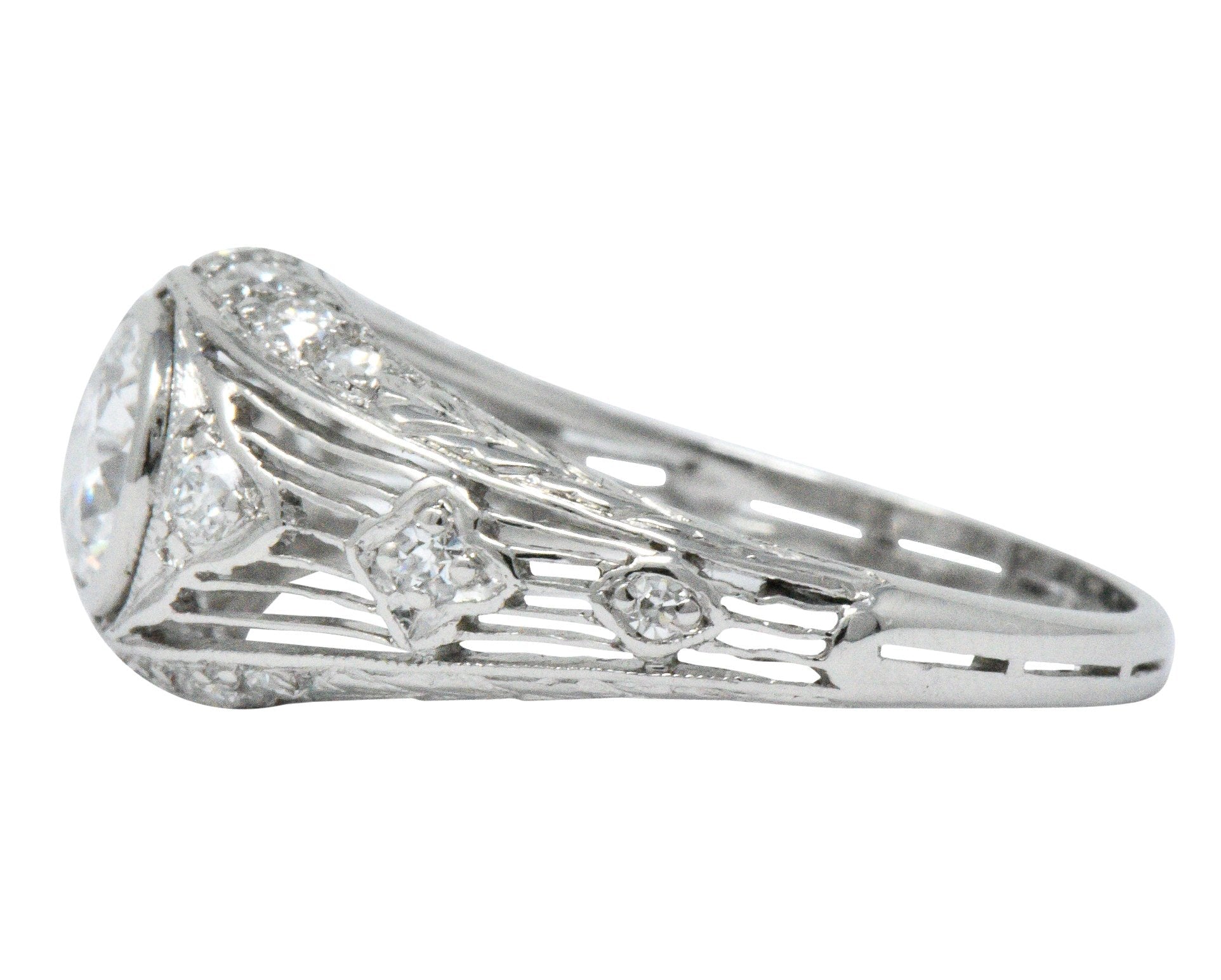 Art Deco 1.30 CTW Old European Cut Diamond Platinum Engagement Ring - Wilson's Estate Jewelry