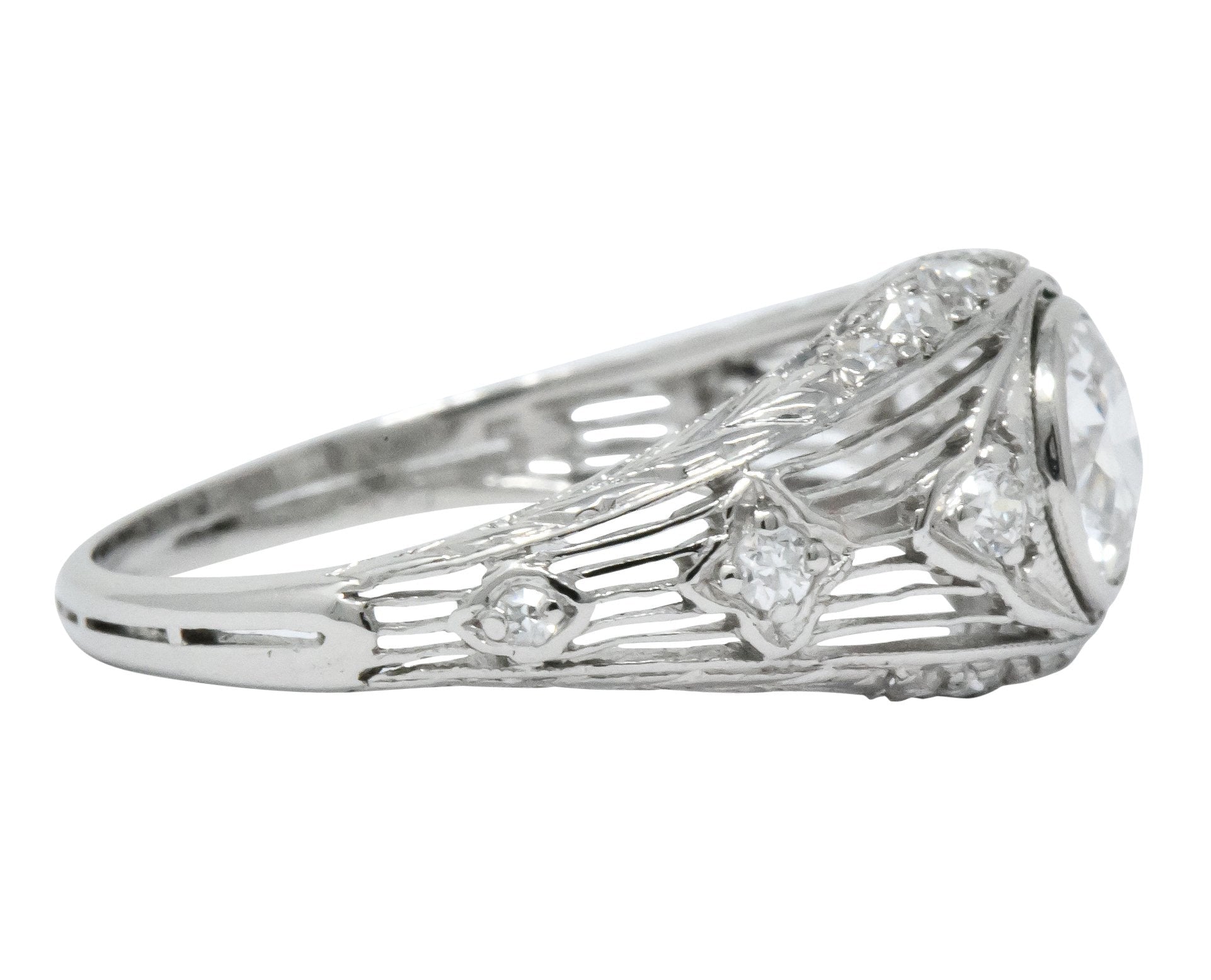 Art Deco 1.30 CTW Old European Cut Diamond Platinum Engagement Ring - Wilson's Estate Jewelry