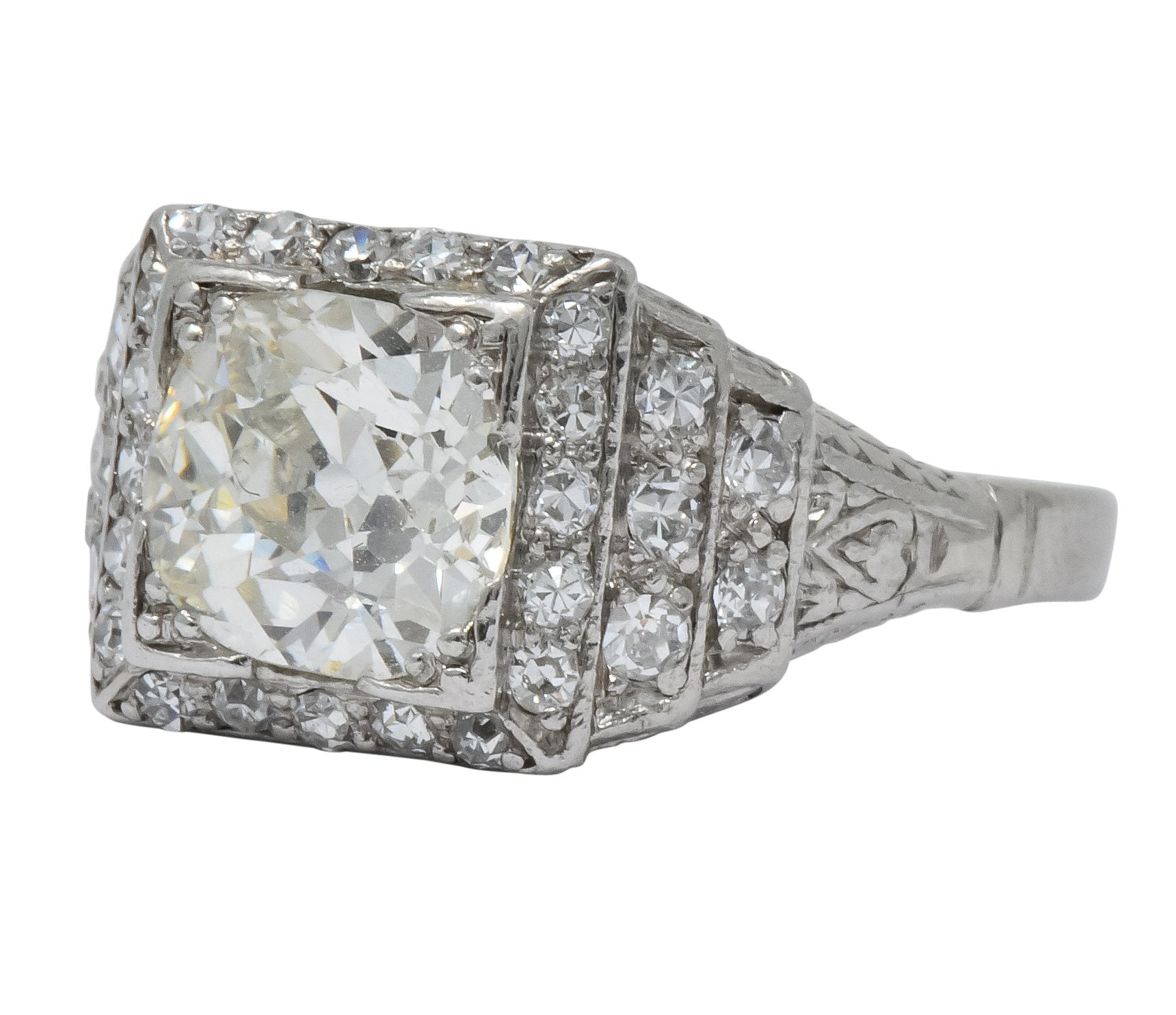 Art Deco 1.95 CTW Diamond Platinum Engagement Ring - Wilson's Estate Jewelry