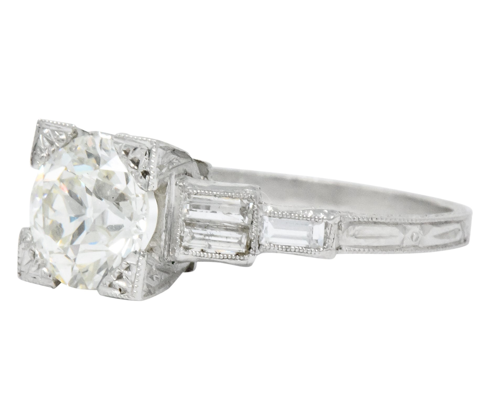 Art Deco 2.35 CTW Diamond Platinum Engagement Ring GIA Wilson's Antique & Estate Jewelry