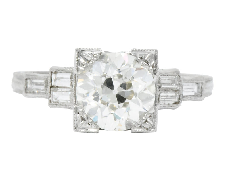 Art Deco 2.35 CTW Diamond Platinum Engagement Ring GIA Wilson's Antique & Estate Jewelry