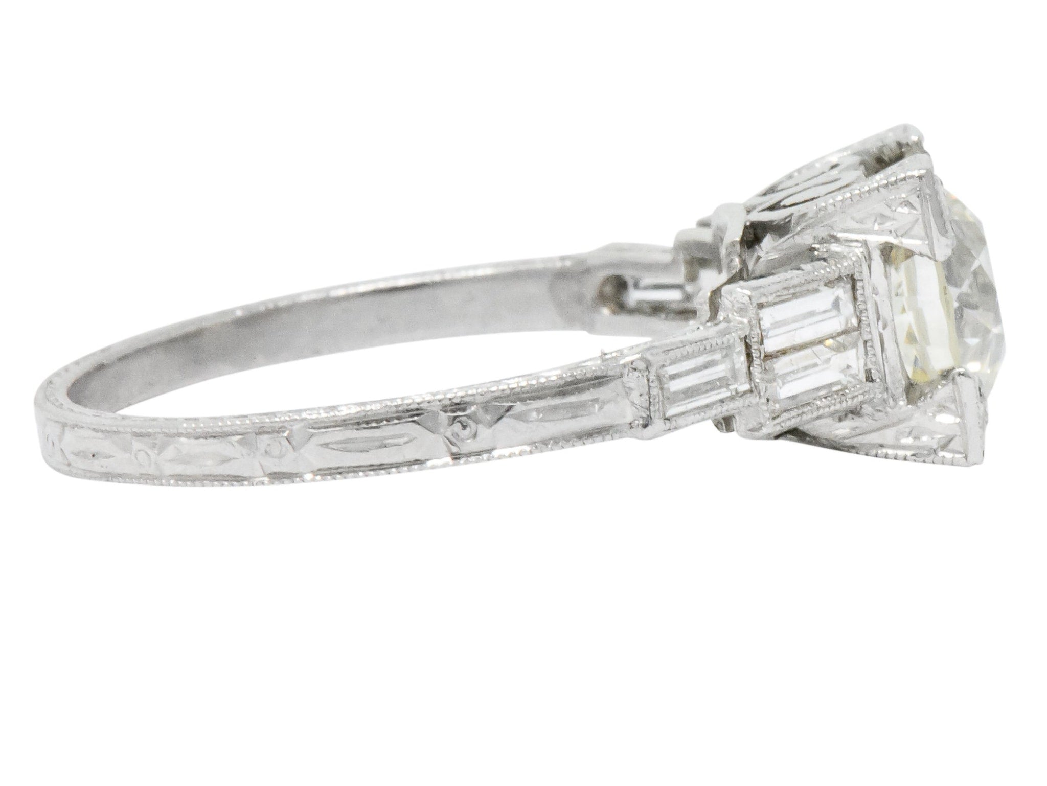 Art Deco 2.35 CTW Diamond Platinum Engagement Ring GIA Wilson's Antique & Estate Jewelry