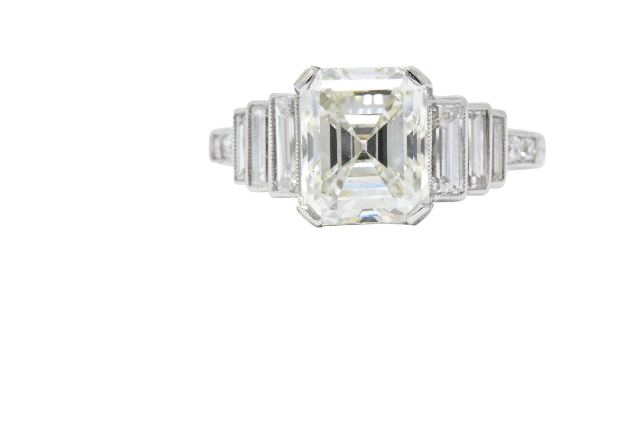 Art Deco 3.64 CTW Asscher Cut Diamond & Platinum Engagement Ring GIA Wilson's Estate Jewelry