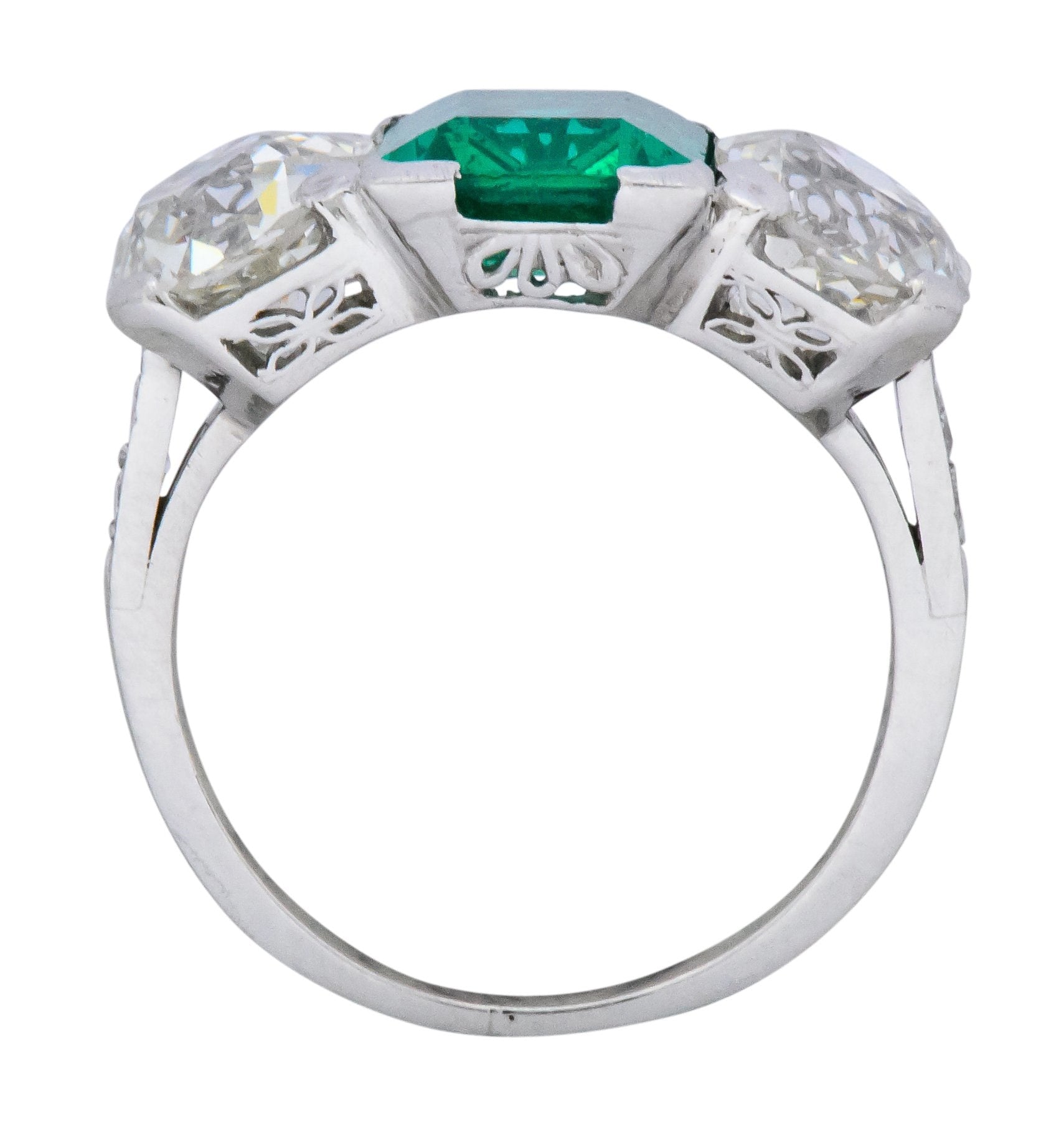 Art Deco 4.87 CTW Colombian Emerald Diamond Platinum Ring AGL Wilson's Estate Jewelry