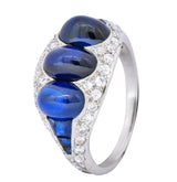 Art Deco 6.30 CTW No Heat Sapphire Diamond Platinum Ring AGL - Wilson's Estate Jewelry