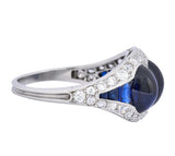 Art Deco 6.30 CTW No Heat Sapphire Diamond Platinum Ring AGL - Wilson's Estate Jewelry