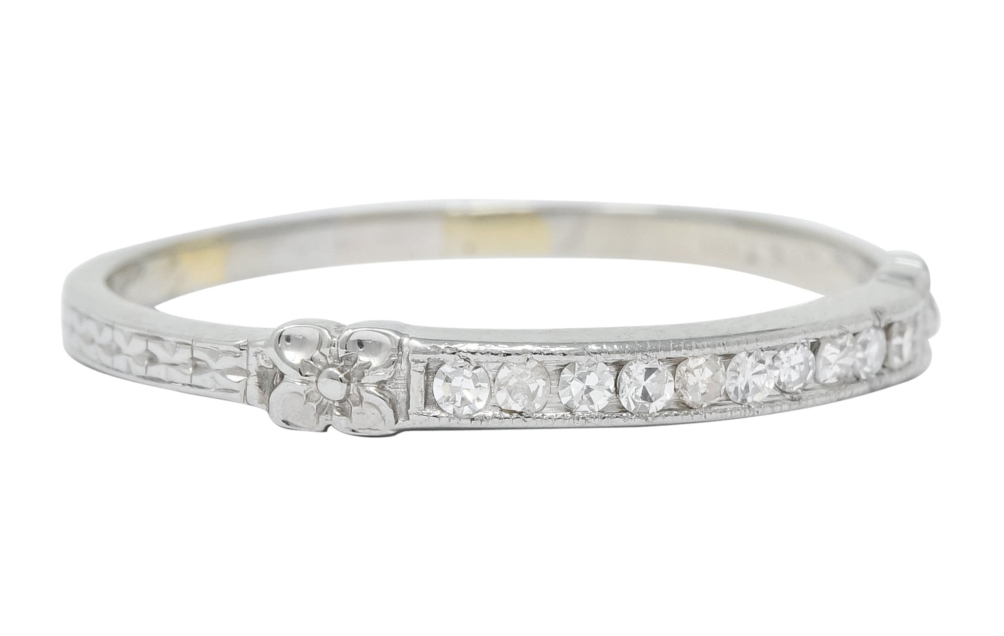 Art Deco Diamond 18 Karat White Gold Anniversary Band Ring - Wilson's Estate Jewelry