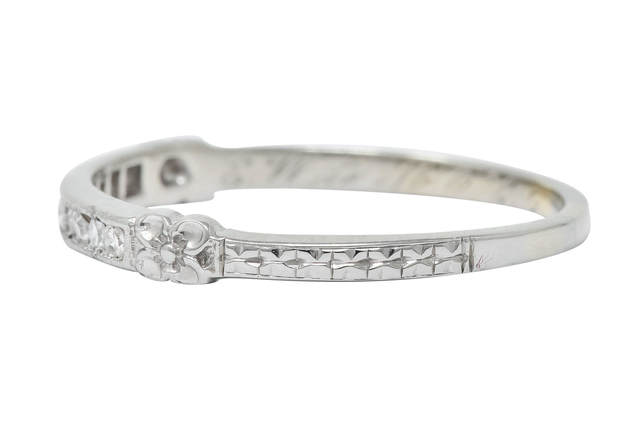 Art Deco Diamond 18 Karat White Gold Anniversary Band Ring - Wilson's Estate Jewelry