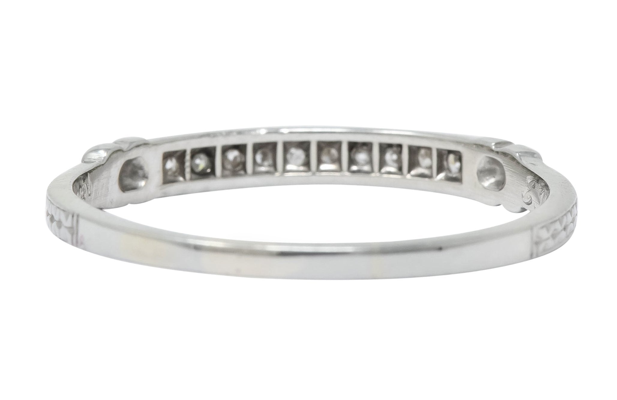 Art Deco Diamond 18 Karat White Gold Anniversary Band Ring - Wilson's Estate Jewelry