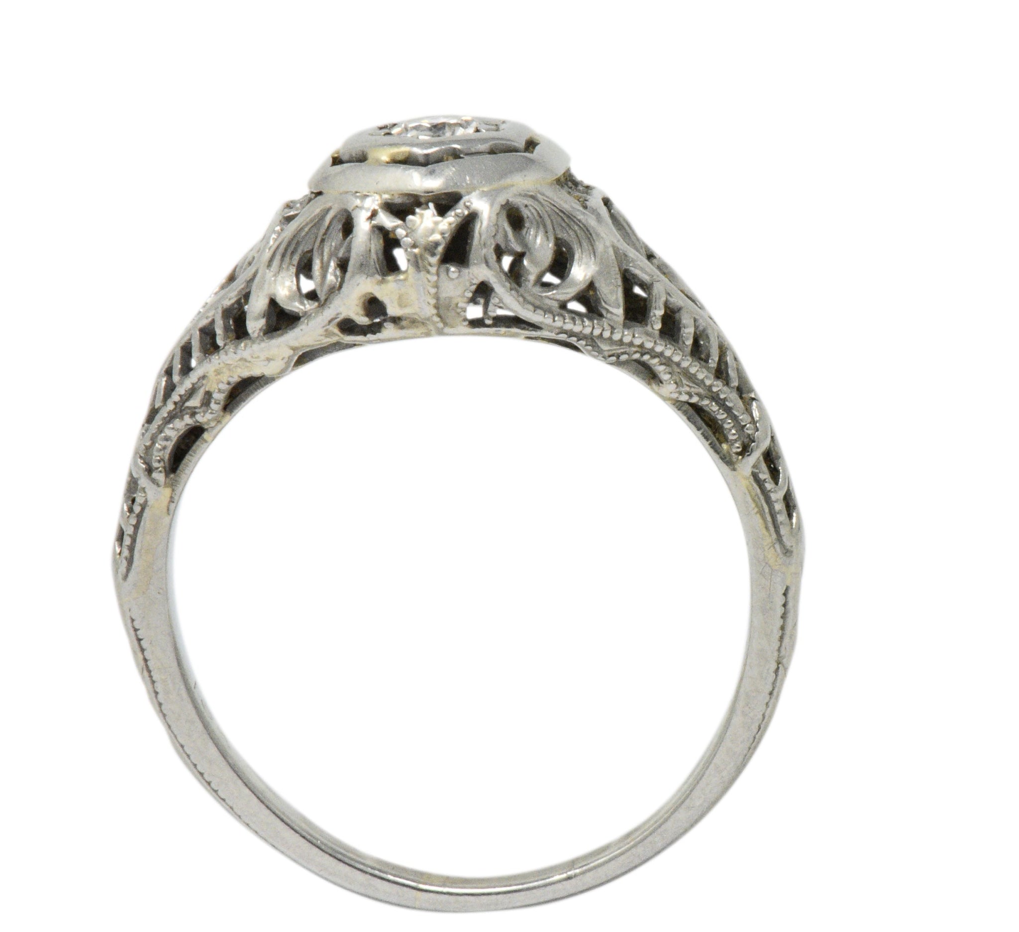 Art Deco Diamond 18 Karat White Gold Engagement Ring Circa 1930 Wilson's Estate Jewelry