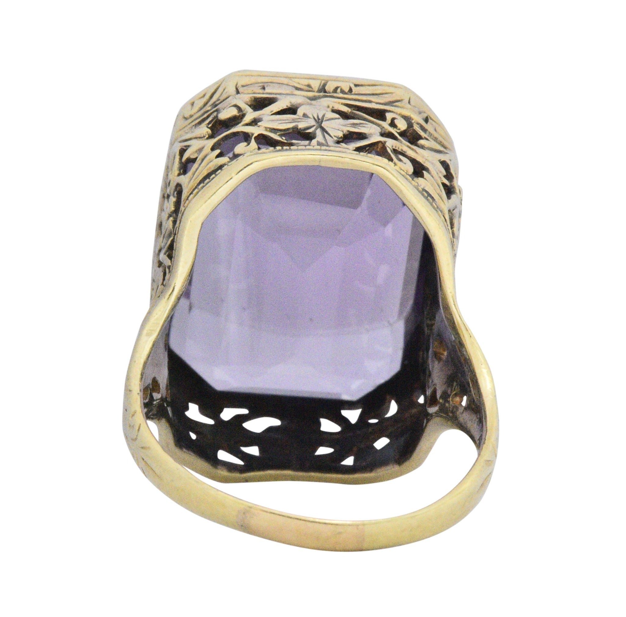 Art Nouveau 14.00 Carat Amethyst And 18 Karat Gold Cocktail Ring Wilson's Estate Jewelry