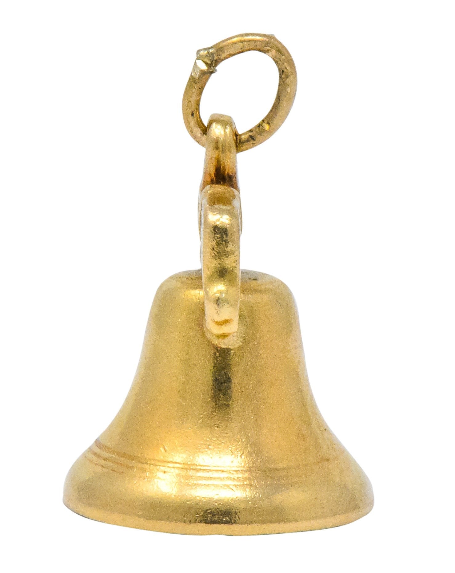 Art Nouveau 14 Karat Gold 3D Liberty Bell Articulated Clapper Charm - Wilson's Estate Jewelry