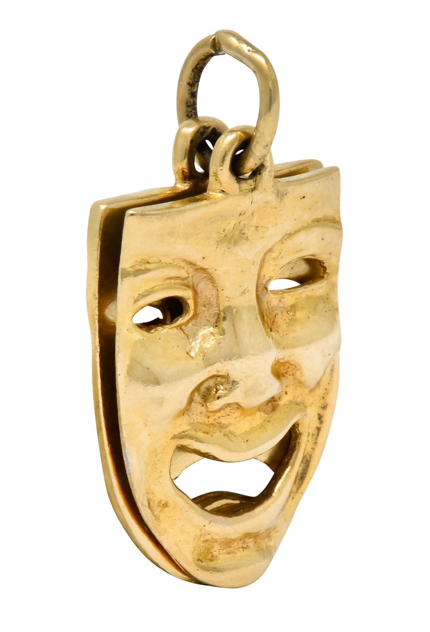 Art Nouveau 14 Karat Greek Tragedy Comedy Theater Mask Charm - Wilson's Estate Jewelry