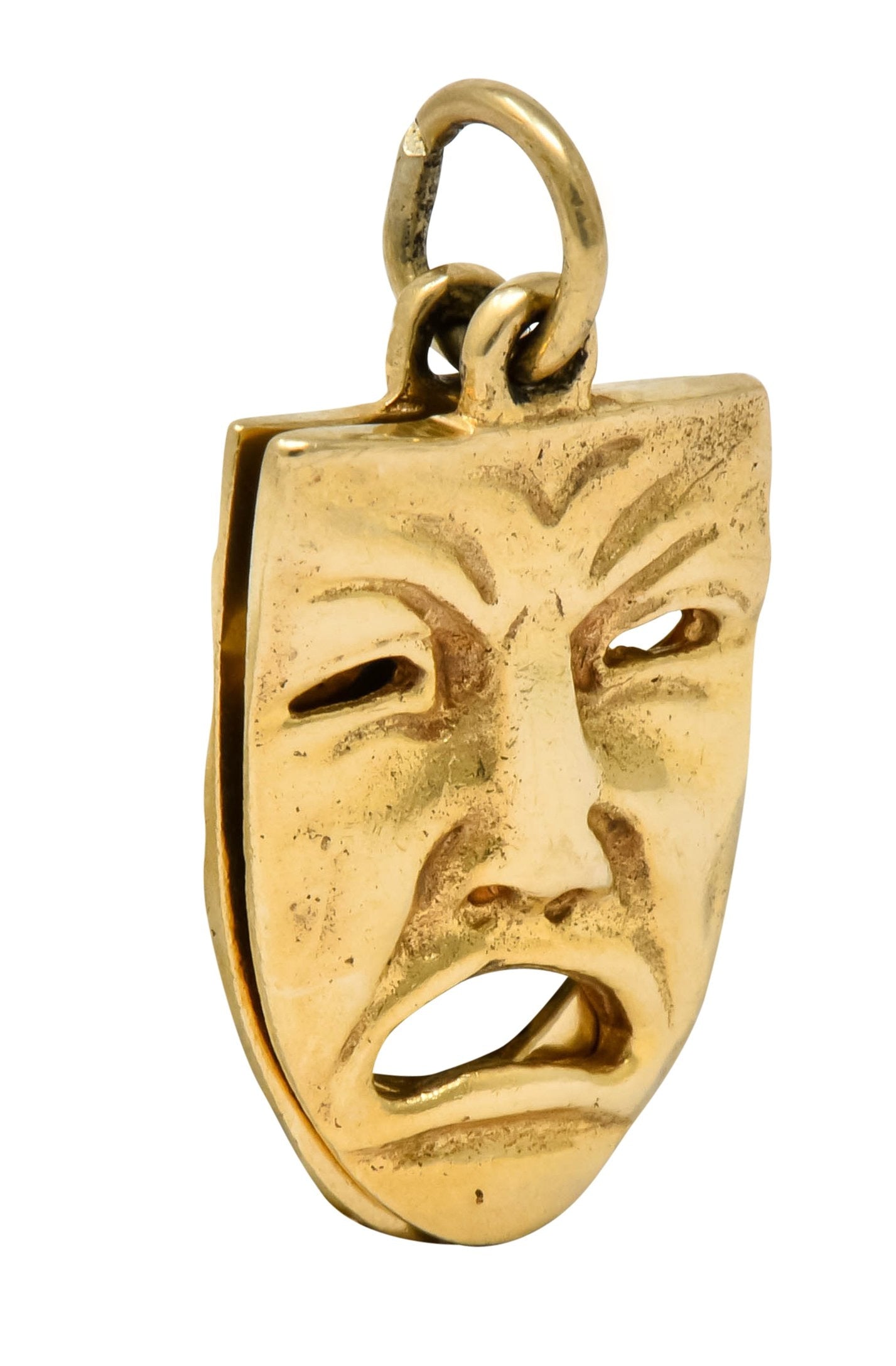 Art Nouveau 14 Karat Greek Tragedy Comedy Theater Mask Charm - Wilson's Estate Jewelry