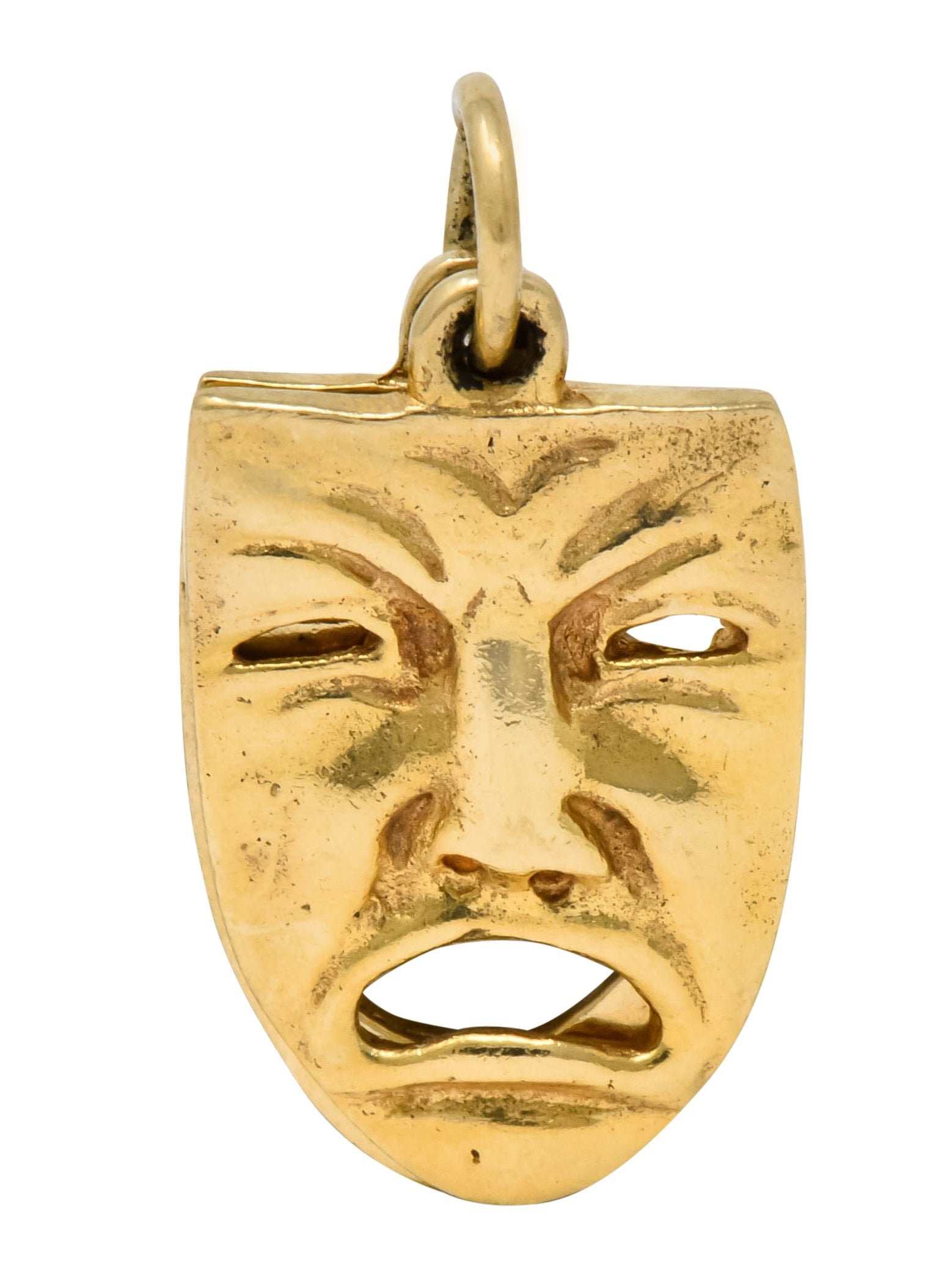 Art Nouveau 14 Karat Greek Tragedy Comedy Theater Mask Charm - Wilson's Estate Jewelry