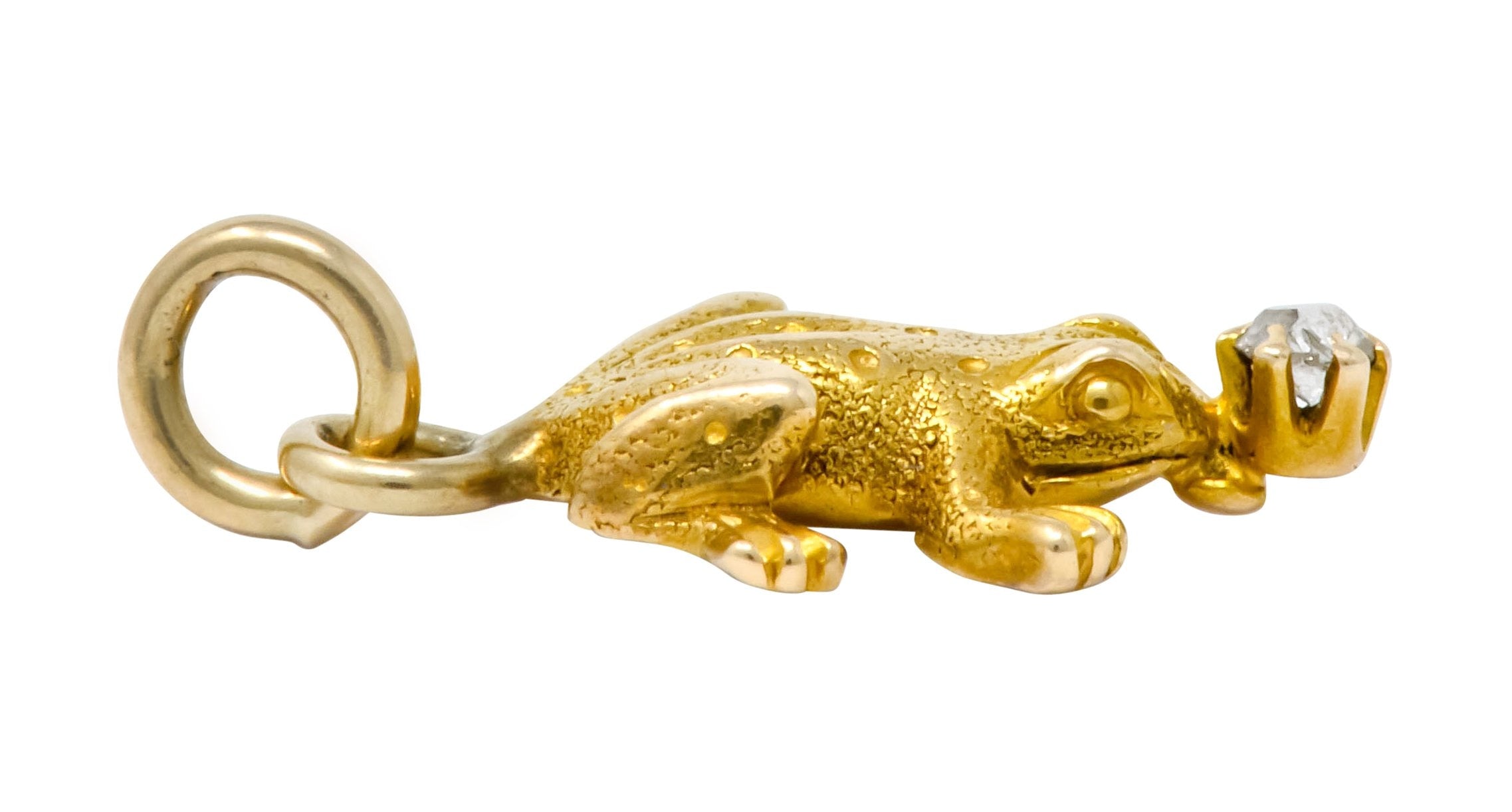 Art Nouveau Diamond 14 Karat Gold Detailed Frog Charm - Wilson's Estate Jewelry