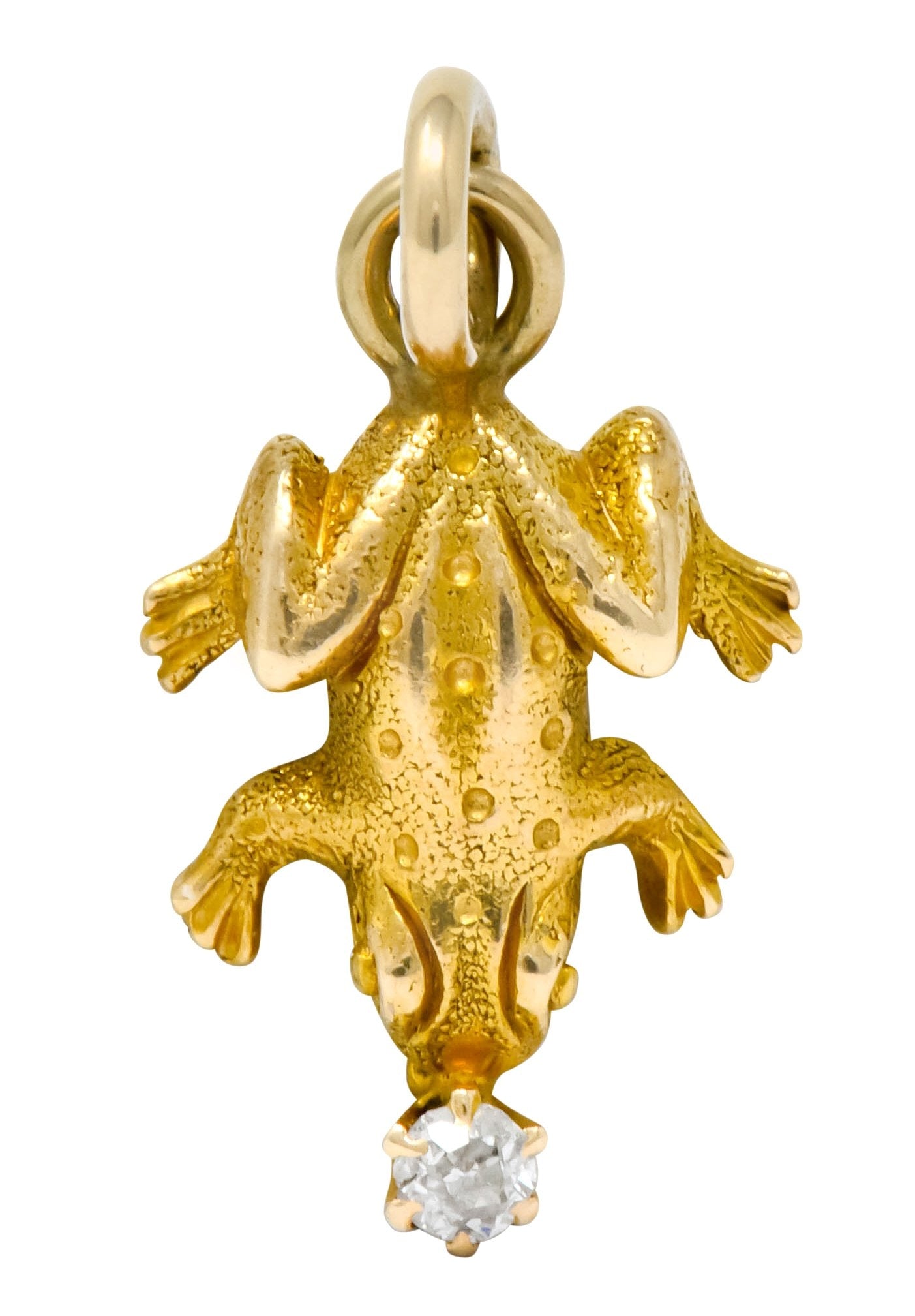 Art Nouveau Diamond 14 Karat Gold Detailed Frog Charm - Wilson's Estate Jewelry