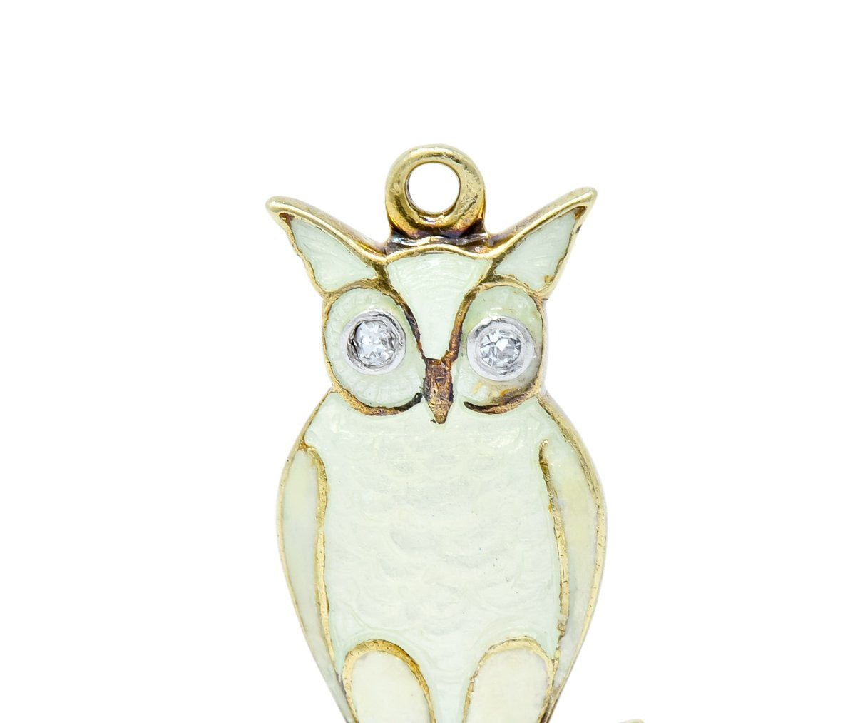 Art Nouveau Diamond Enamel 14 Karat Gold Owl Charm - Wilson's Estate Jewelry