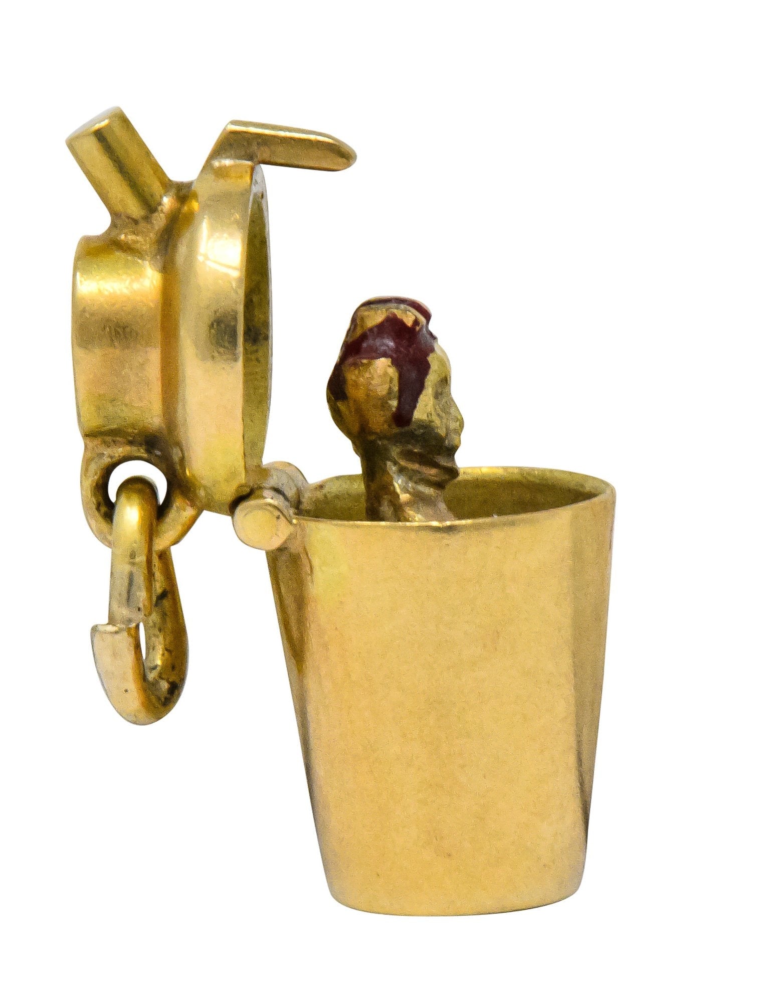 Art Nouveau Enamel 14 Karat Gold 3D Devil Martini Shaker Charm - Wilson's Estate Jewelry