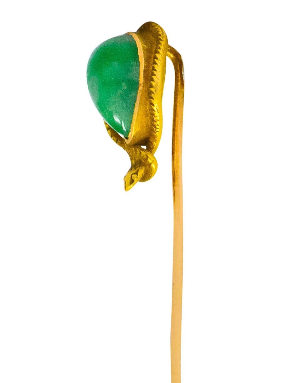 Art Nouveau Jade 14 Karat Yellow Gold Snake Stickpin - Wilson's Estate Jewelry