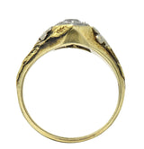 Arts & Crafts 0.42 CTW Diamond 14 Karat Tri-Colored Gold Floral Engagement Ring - Wilson's Estate Jewelry