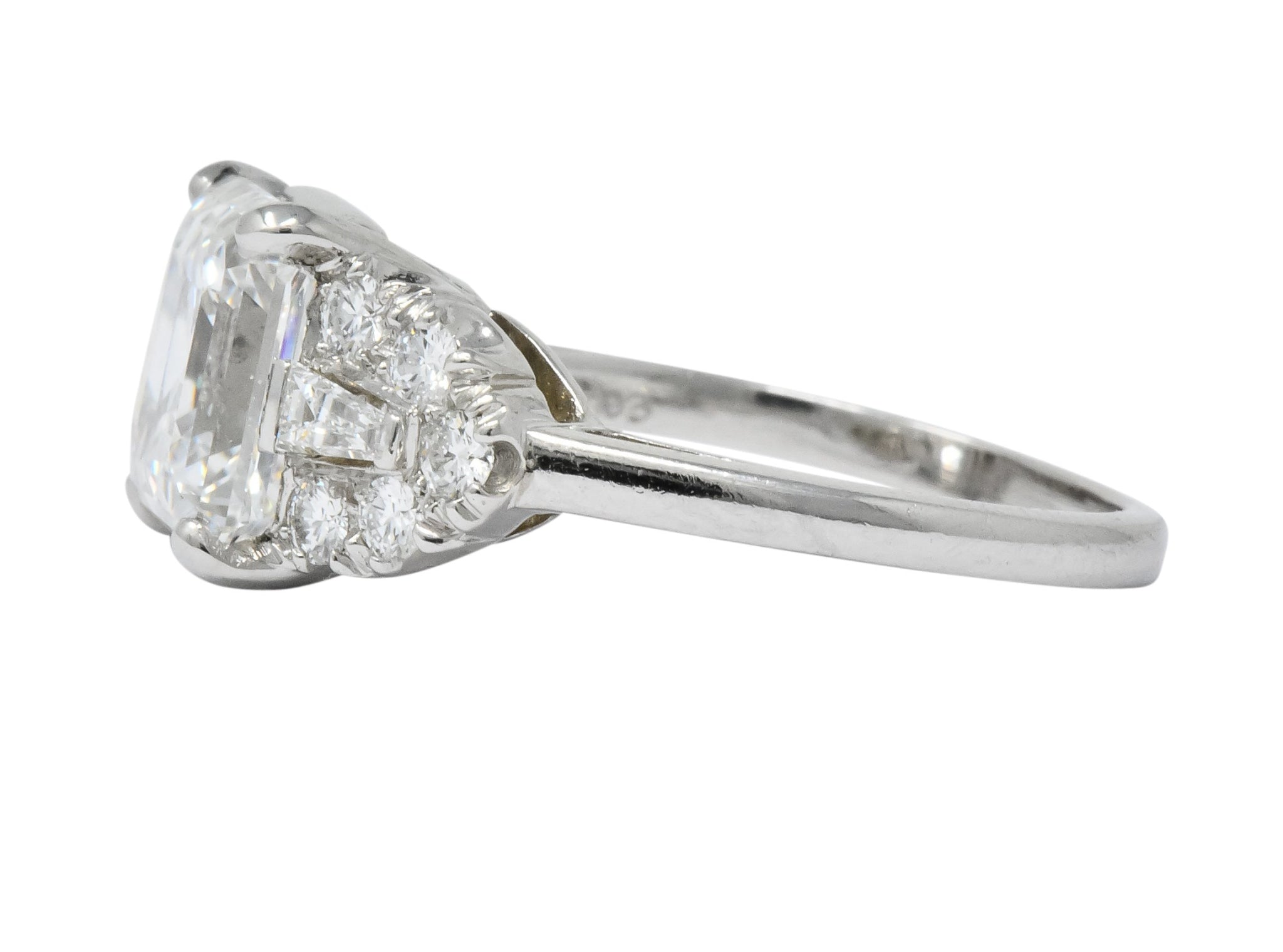 Bailey Banks & Biddle 1940's 4.08 CTW Asscher Diamond Platinum Engagement Ring GIA - Wilson's Estate Jewelry