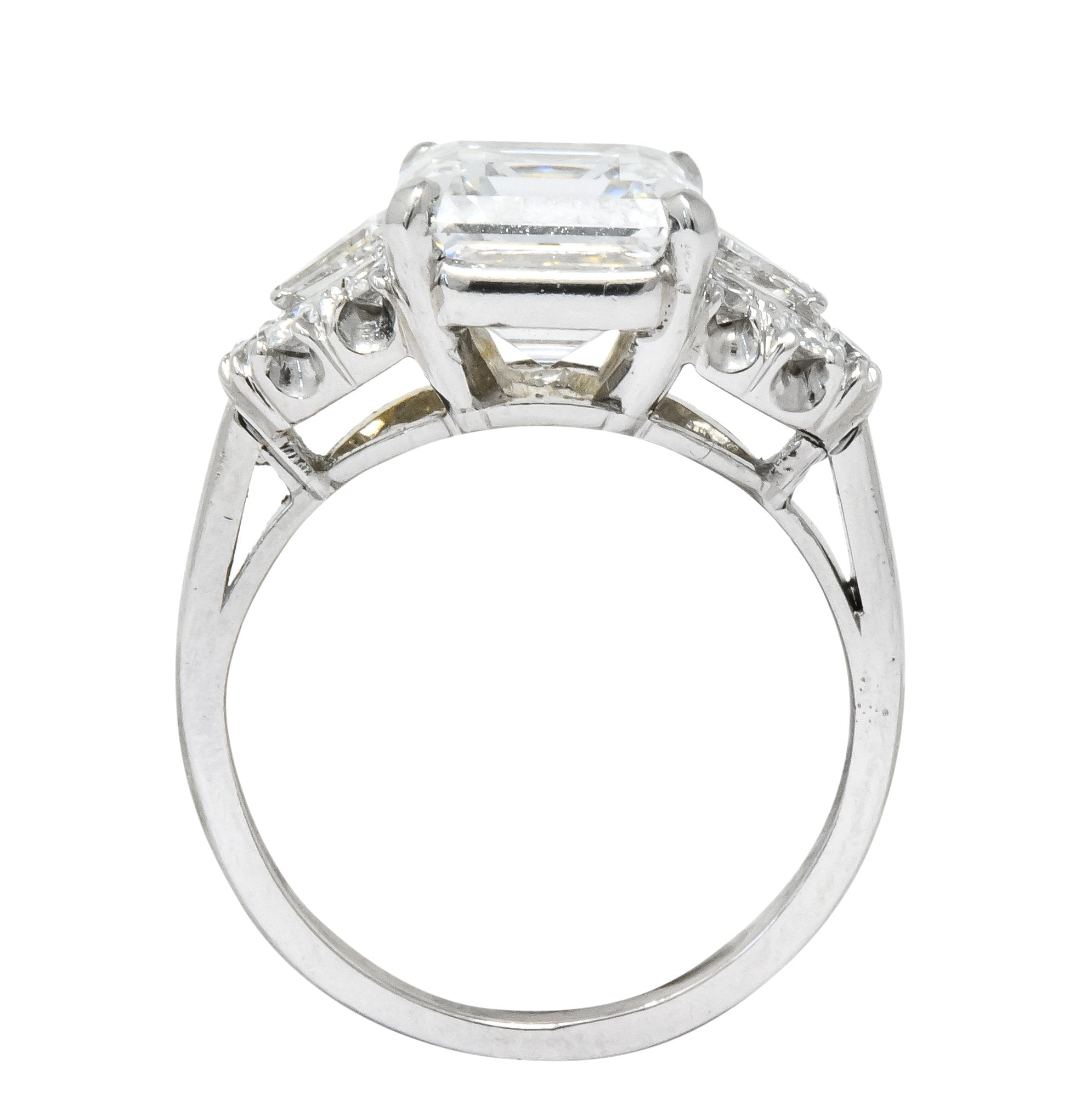 Bailey Banks & Biddle 1940's 4.08 CTW Asscher Diamond Platinum Engagement Ring GIA - Wilson's Estate Jewelry