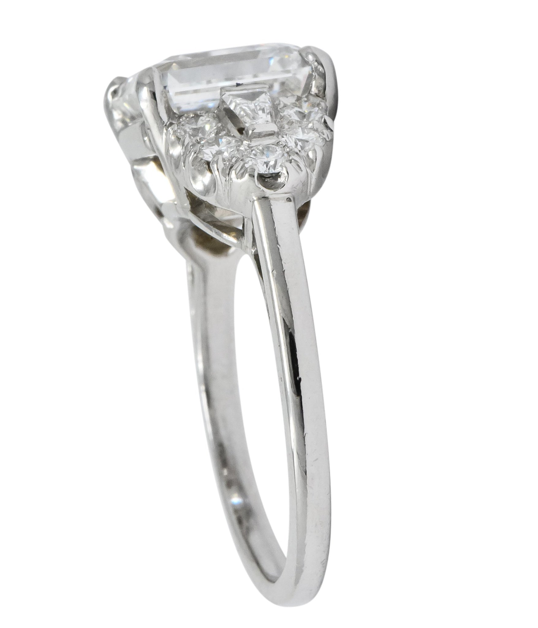 Bailey Banks & Biddle 1940's 4.08 CTW Asscher Diamond Platinum Engagement Ring GIA - Wilson's Estate Jewelry