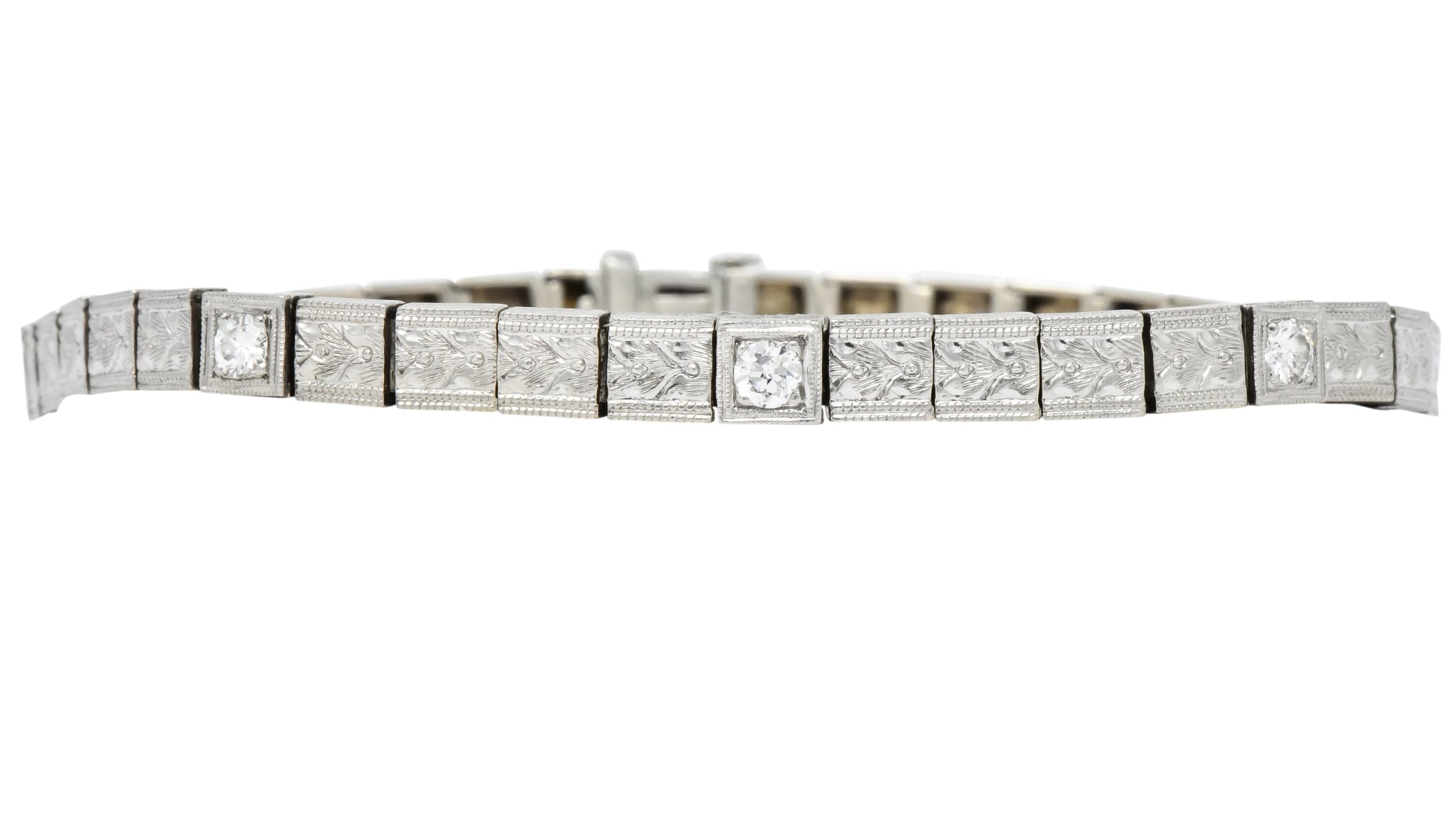 Bailey Banks & Biddle Art Deco Diamond Platinum Link Bracelet - Wilson's Estate Jewelry