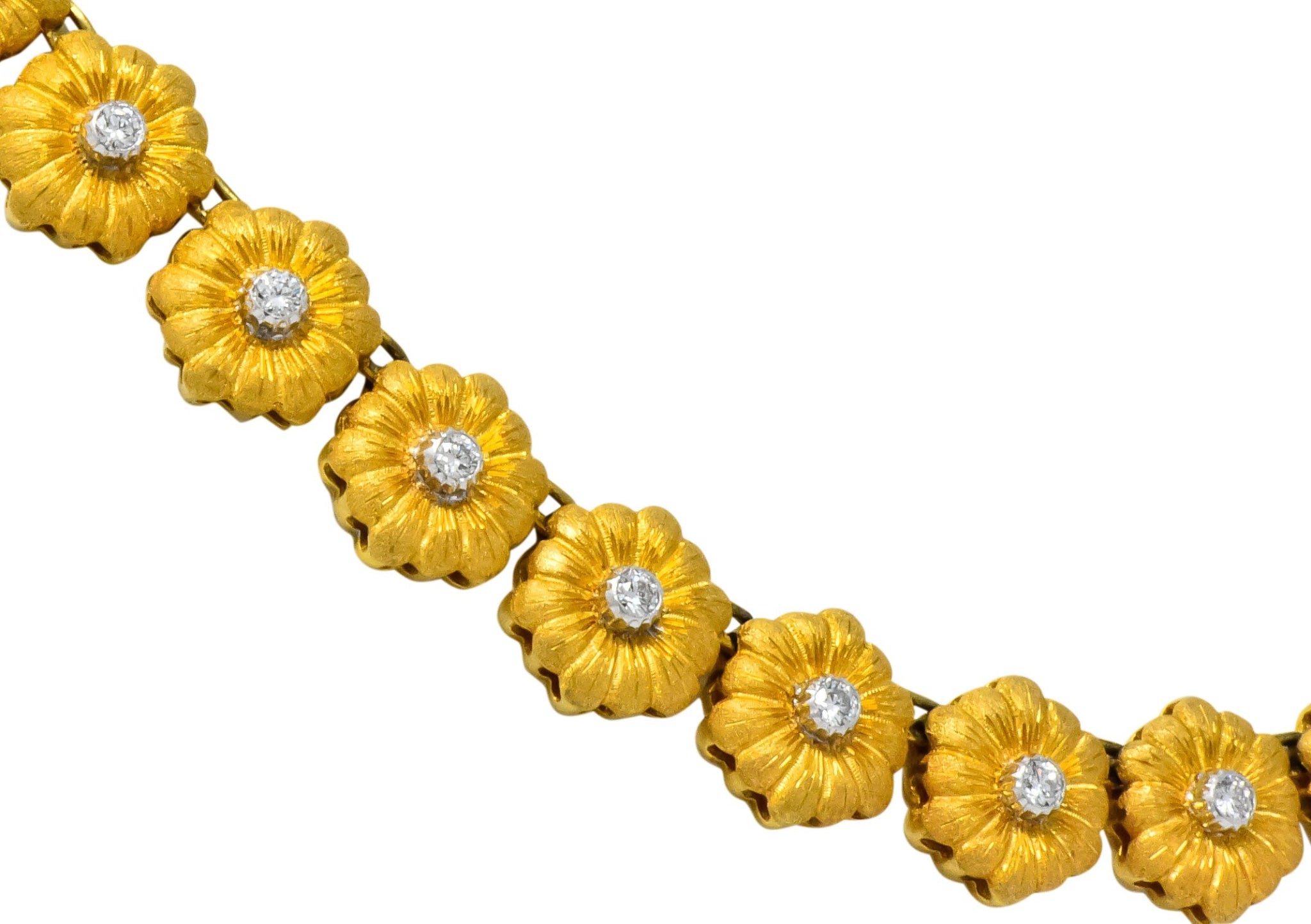 Buccellati 1970's Diamond 18 Karat Gold Flower Necklace - Wilson's Estate Jewelry