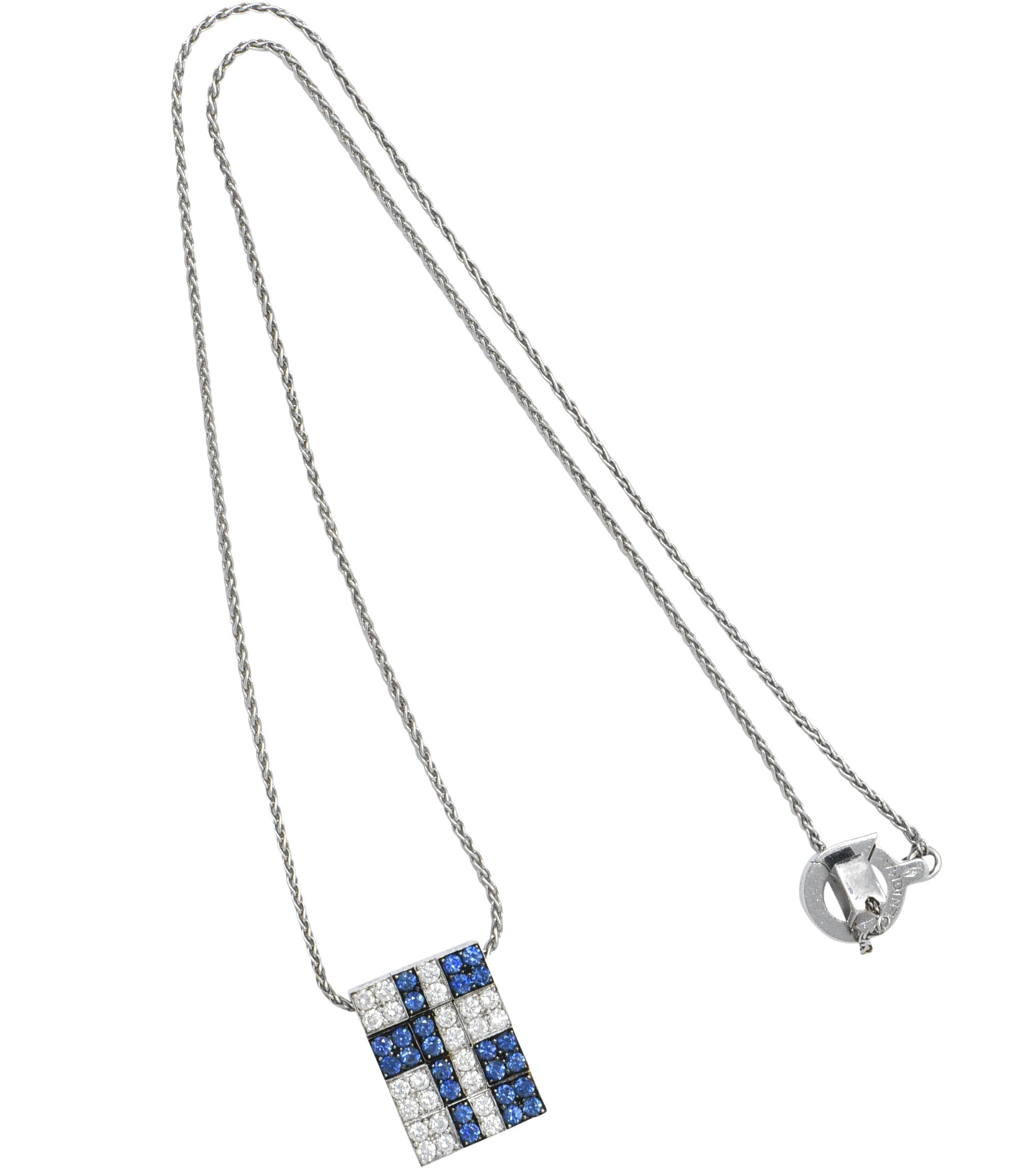 Bulgari 1.25 CTW Diamond Sapphire 18 Karat White Gold Enigma Necklace Wilson's Estate Jewelry