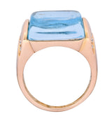 Bulgari 14.24 CTW Blue Topaz Diamond 18 Karat Gold Italian Tronchetto Ring - Wilson's Estate Jewelry