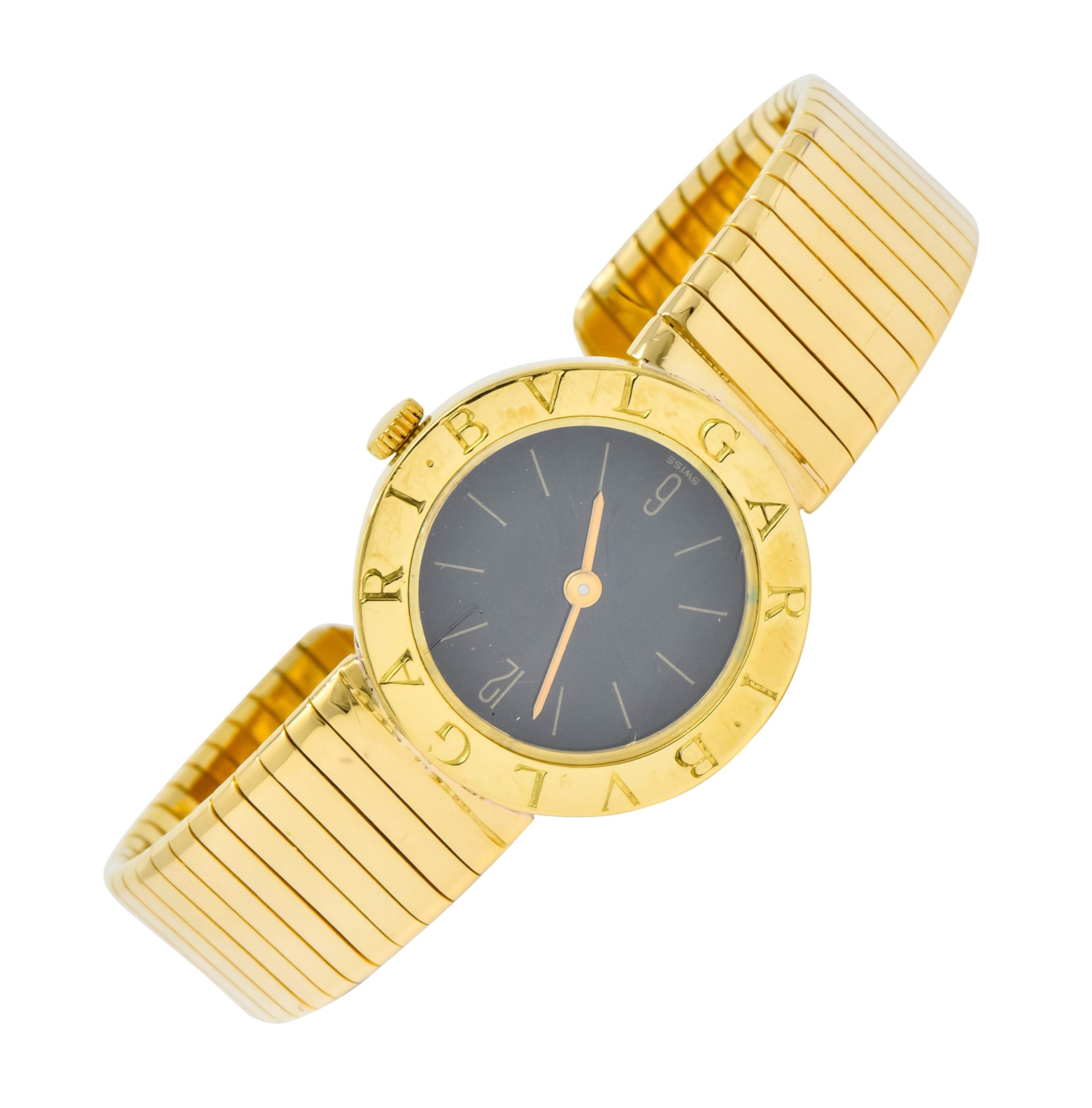 Bulgari 18 Karat Yellow Gold Tubogas Serpenti Flex Band Quartz Wrist Watch - Wilson's Estate Jewelry