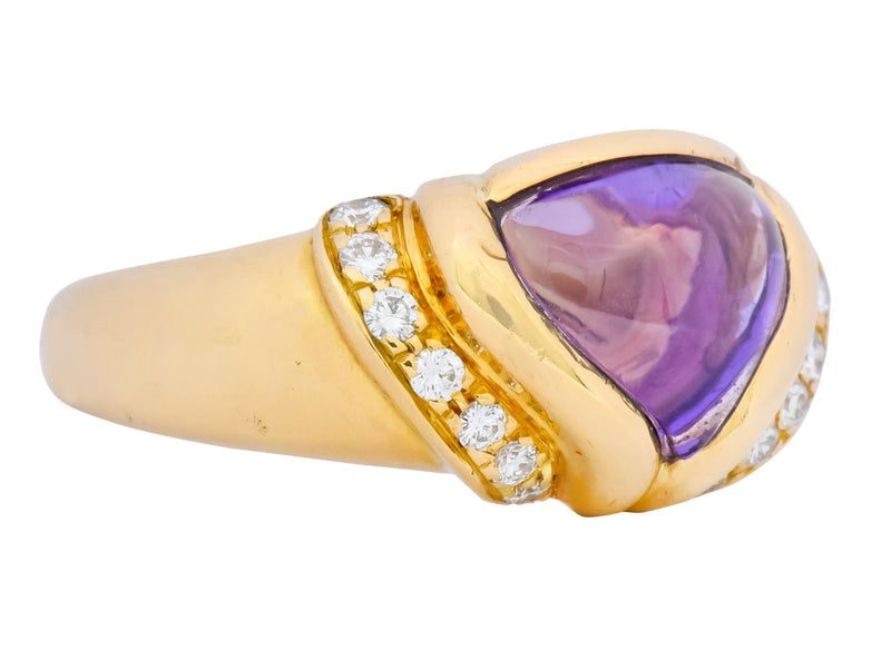 Bulgari Amethyst Diamond 18 Karat Gold Ring - Wilson's Estate Jewelry