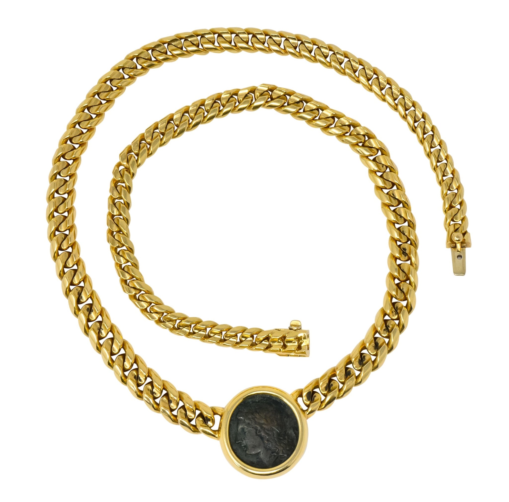 Bulgari Ancient Coin 18 Karat Yellow Gold Monete Pegasus & Apollo Necklace - Wilson's Estate Jewelry