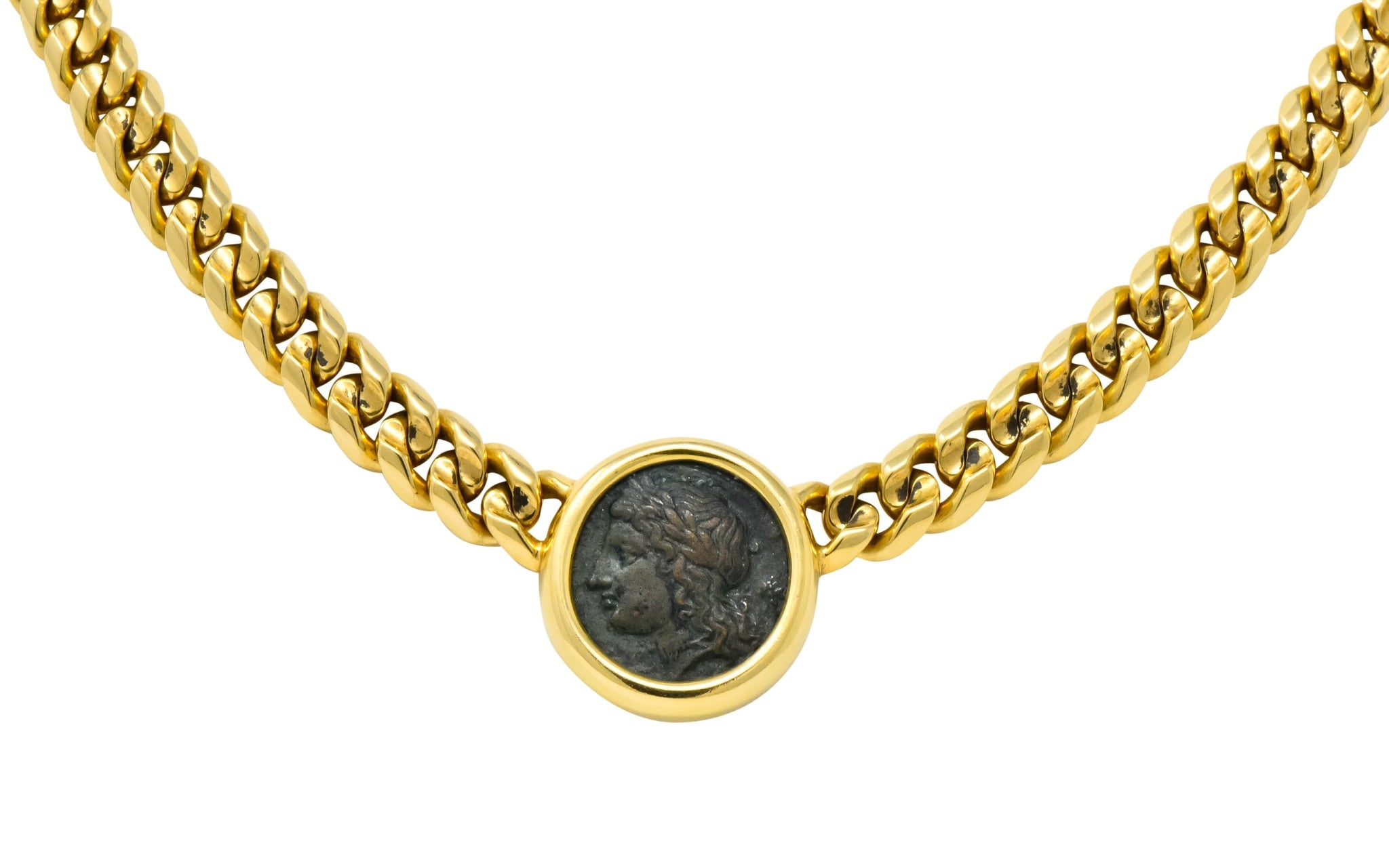 Bulgari Ancient Coin 18 Karat Yellow Gold Monete Pegasus & Apollo Necklace - Wilson's Estate Jewelry