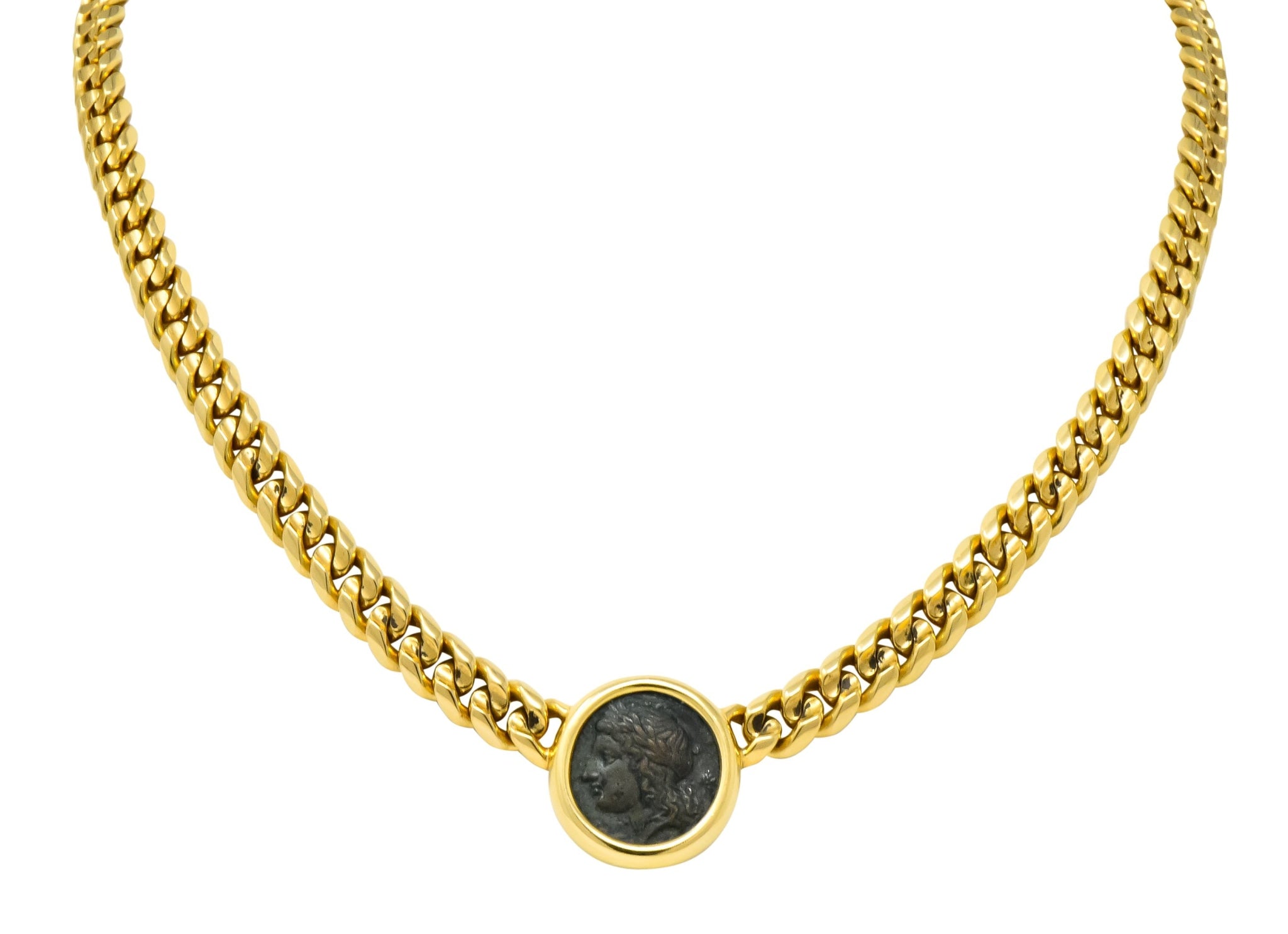 Bulgari Ancient Coin 18 Karat Yellow Gold Monete Pegasus & Apollo Necklace - Wilson's Estate Jewelry