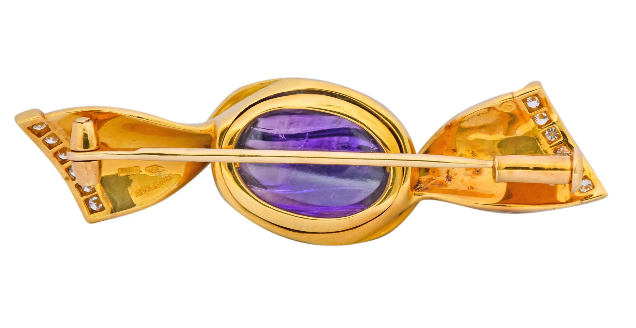 Bulgari Carved Amethyst 18 Karat Gold Bonbon Candy Brooch - Wilson's Estate Jewelry