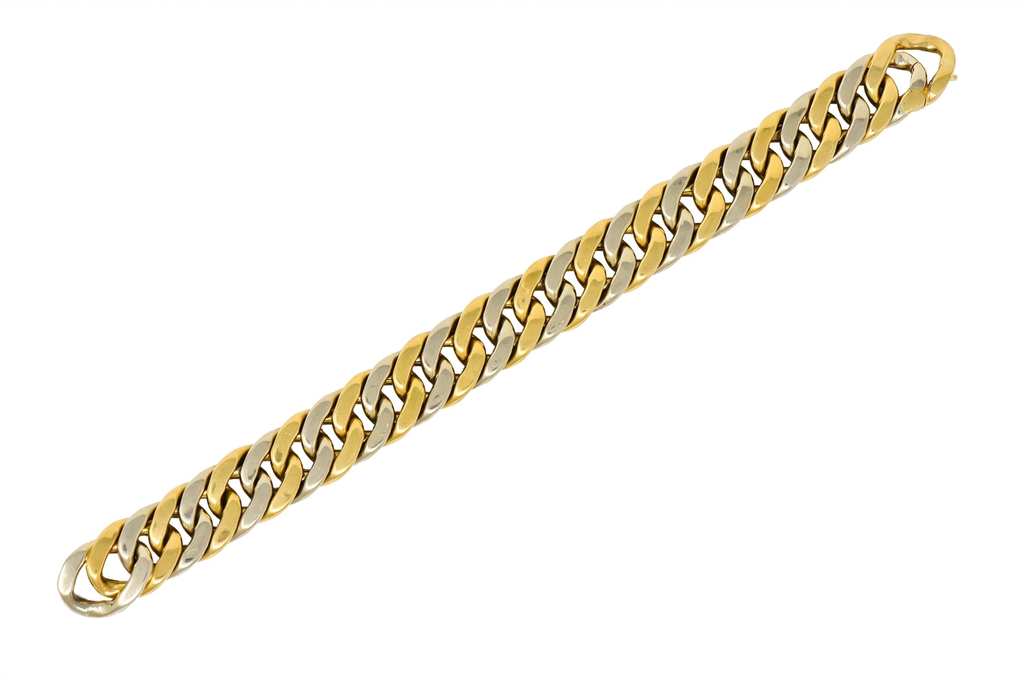 Carlo Weingrill Italian 18 Karat Two-Tone Gold Curb Link Unisex Bracelet - Wilson's Estate Jewelry