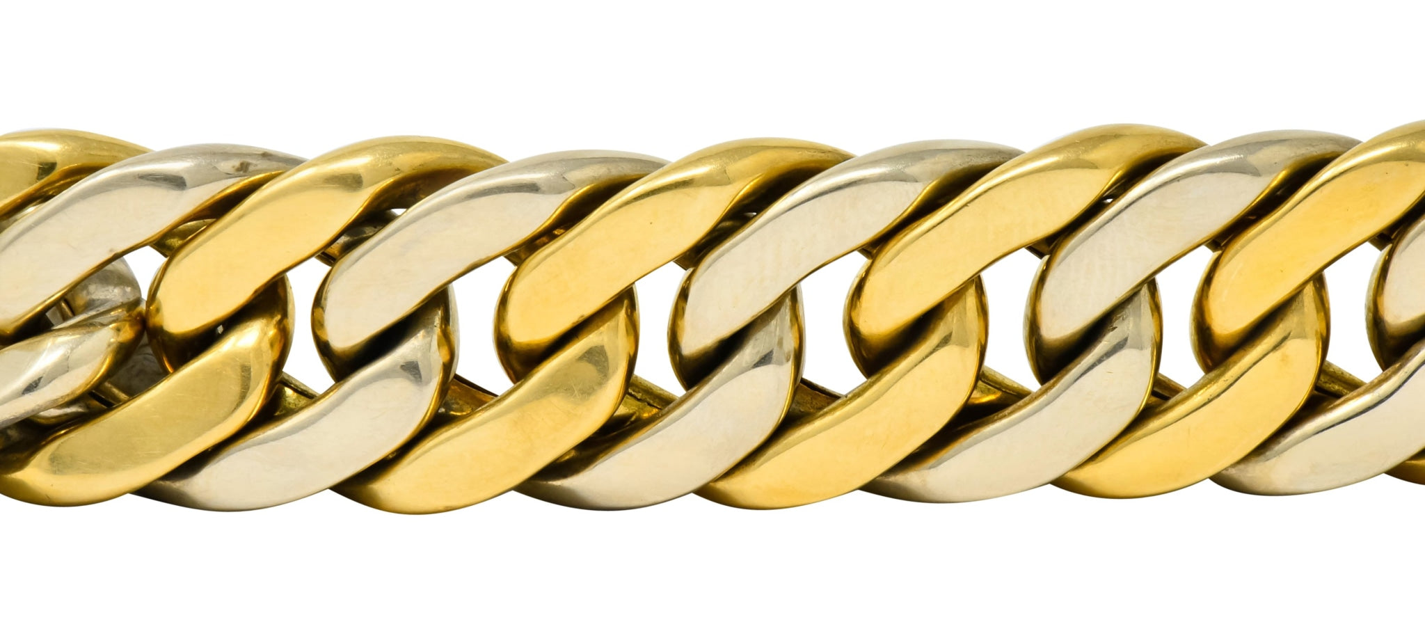 Carlo Weingrill Italian 18 Karat Two-Tone Gold Curb Link Unisex Bracelet - Wilson's Estate Jewelry