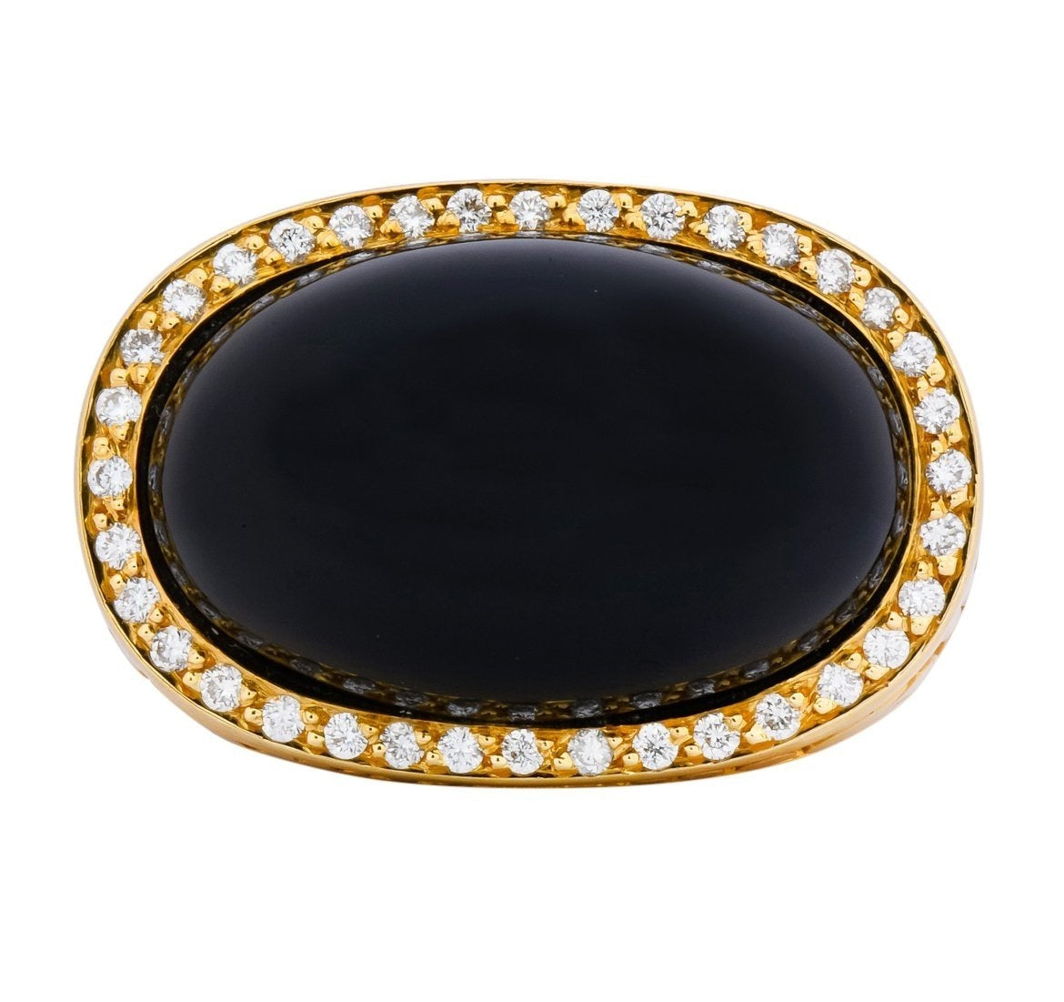 Carrera y Carrera Black Onyx 0.40 CTW Diamond 18 Karat Yellow Gold Cocktail Ring - Wilson's Estate Jewelry