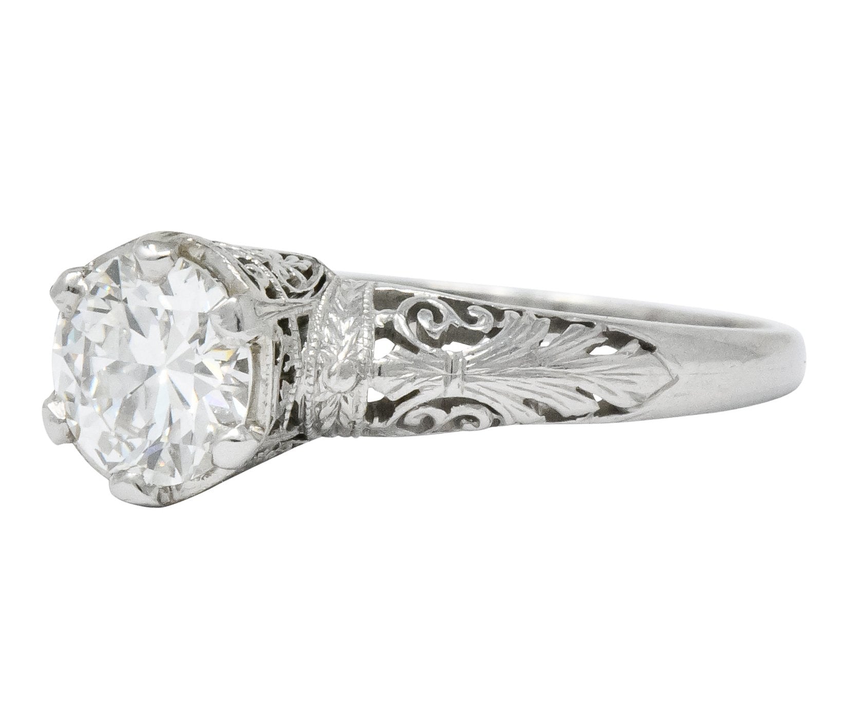 Carter, Gough & Co. Edwardian 0.89 CTW Diamond Platinum Engagement Ring - Wilson's Estate Jewelry