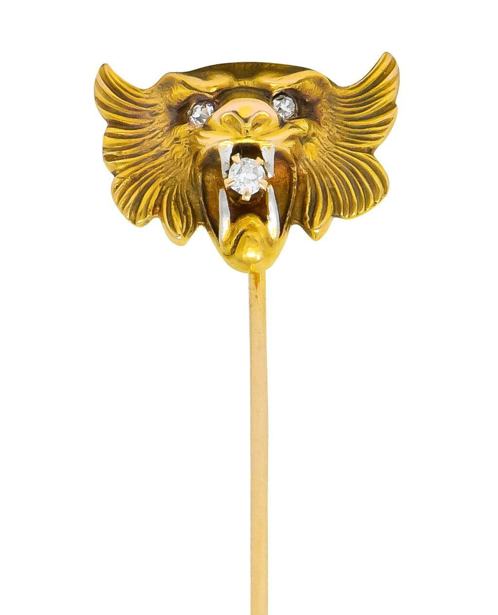 Carter Gough & Co. Edwardian Diamond 14 Karat Two-Tone Gold Tiger Stickpin - Wilson's Estate Jewelry