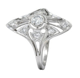 Carter & Gough Edwardian 0.50 CTW Diamond Platinum Navette Ring - Wilson's Estate Jewelry