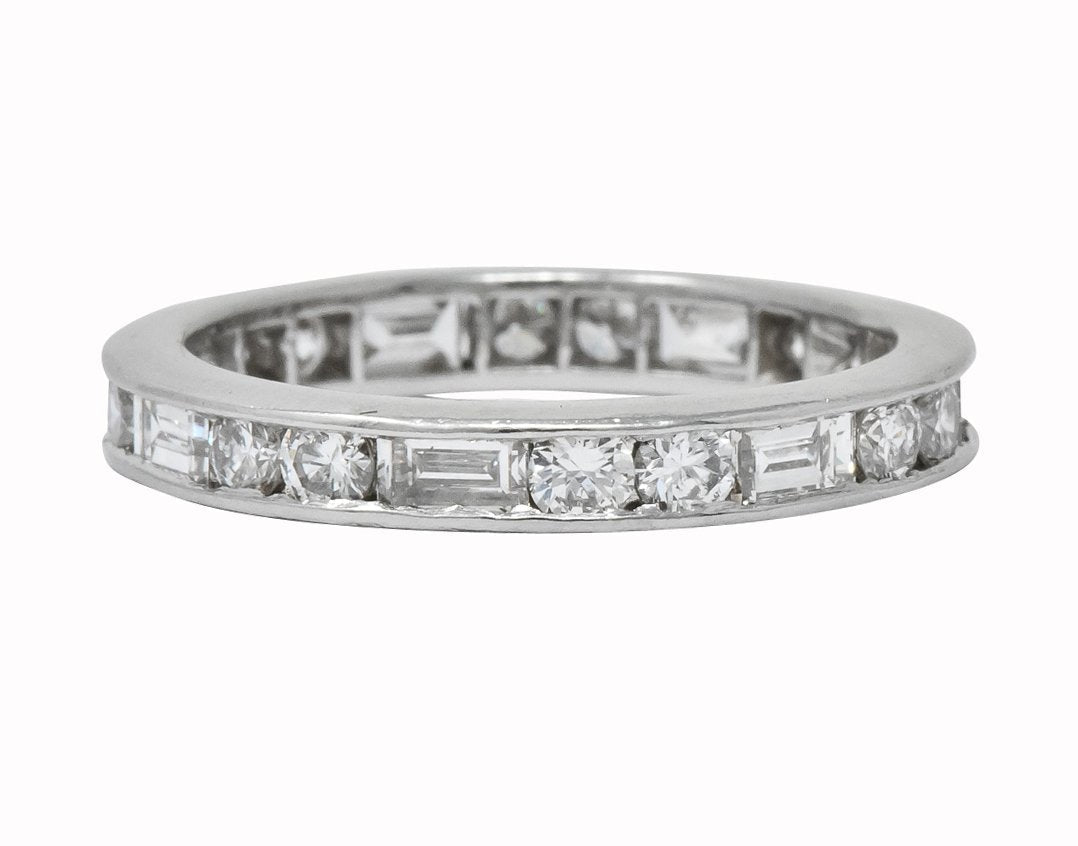 Cartier 1.75 CTW Round Brilliant Baguette Diamond Platinum Eternity Band Ring - Wilson's Estate Jewelry