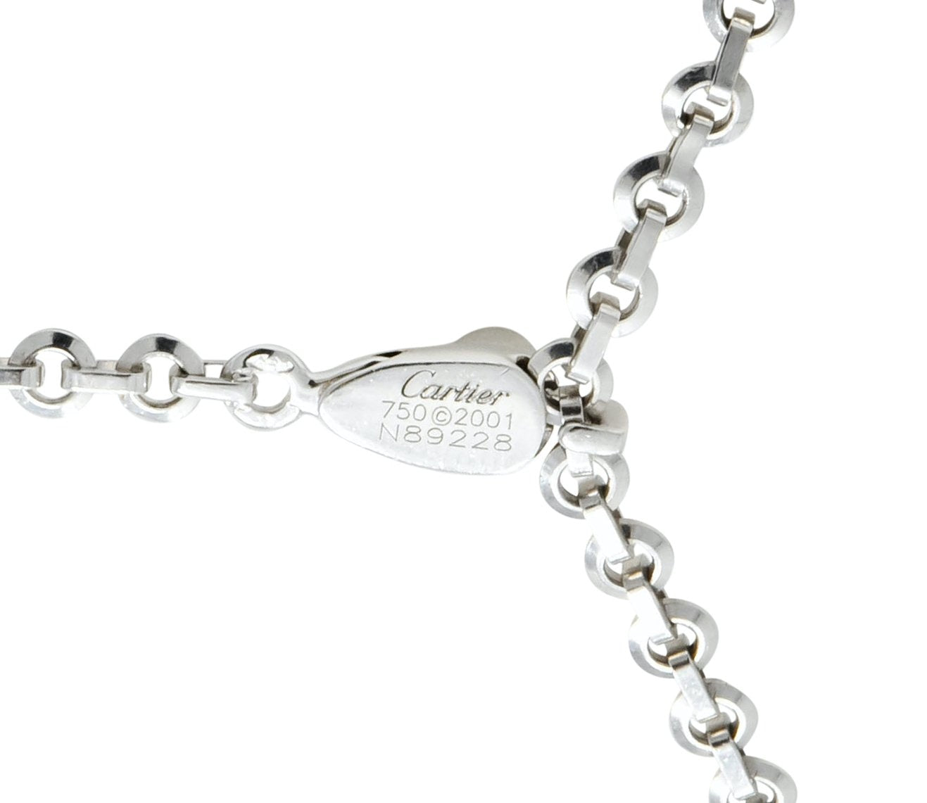 Cartier 2001 Diamond Cultured Pearl 18 Karat White Gold Lariat Drop Necklace - Wilson's Estate Jewelry