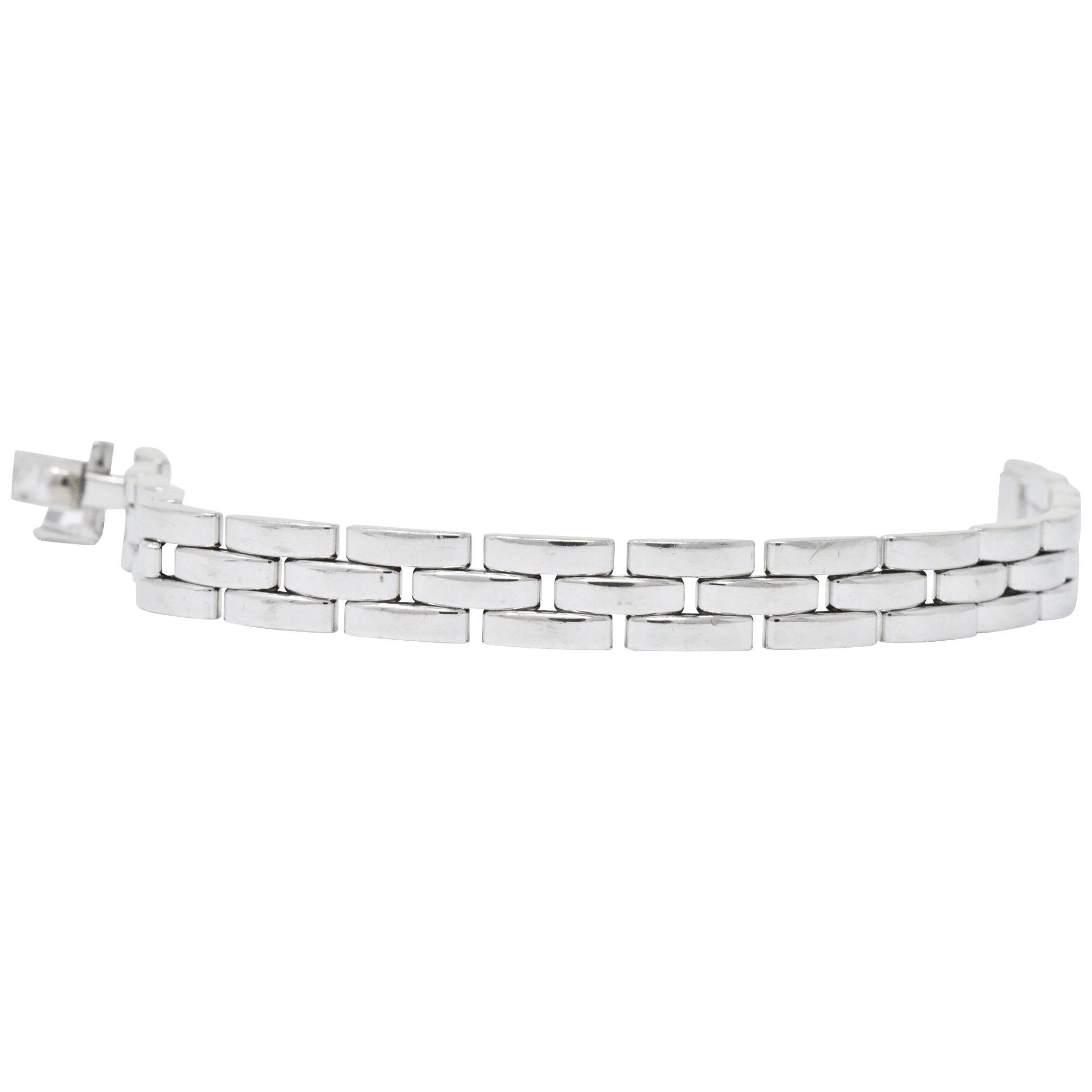 Cartier Maillon Panthere 18 Karat White Gold Unisex Link Bracelet French Wilson's Estate Jewelry