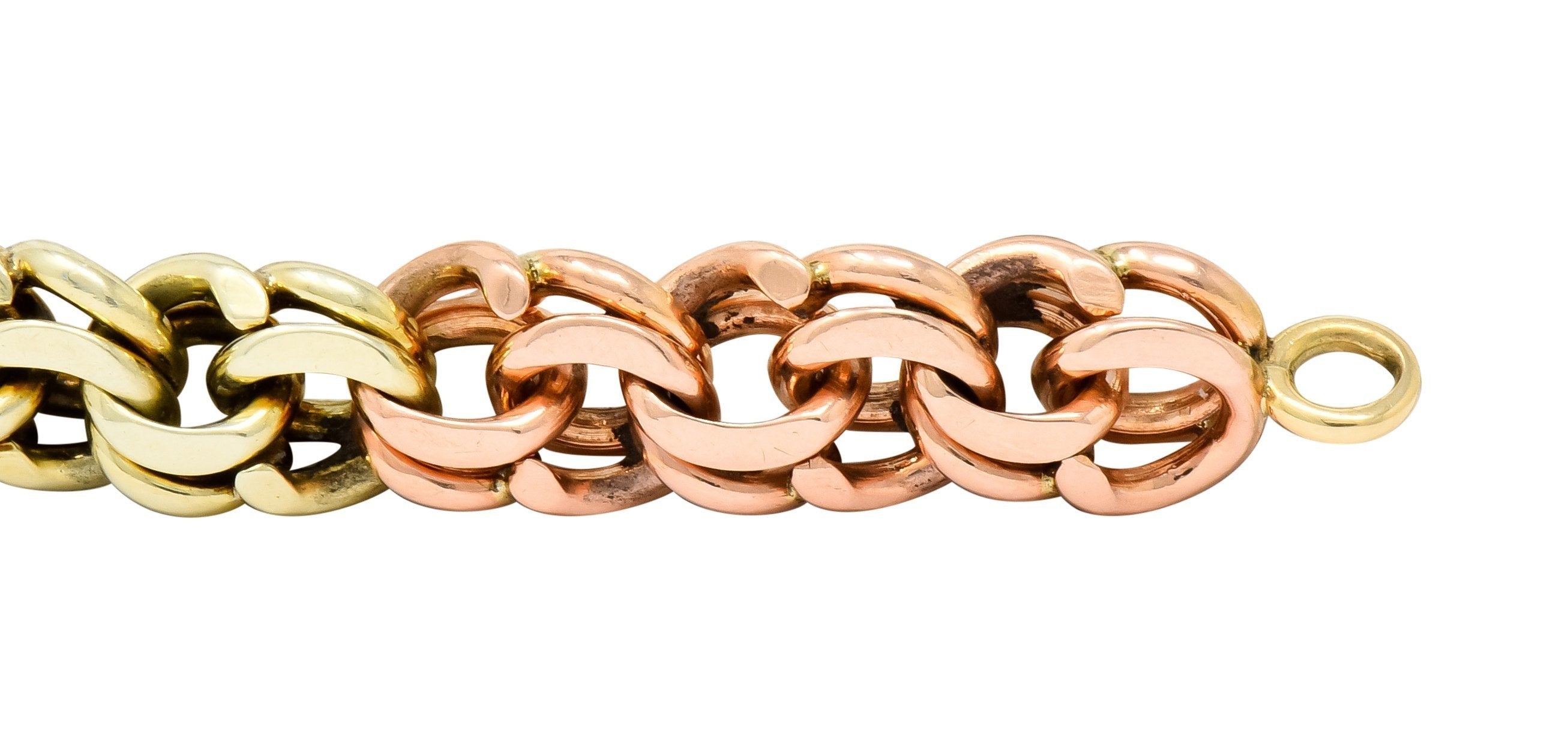 Cartier Retro 14 Karat Tri-Colored Gold Charm Bracelet - Wilson's Estate Jewelry