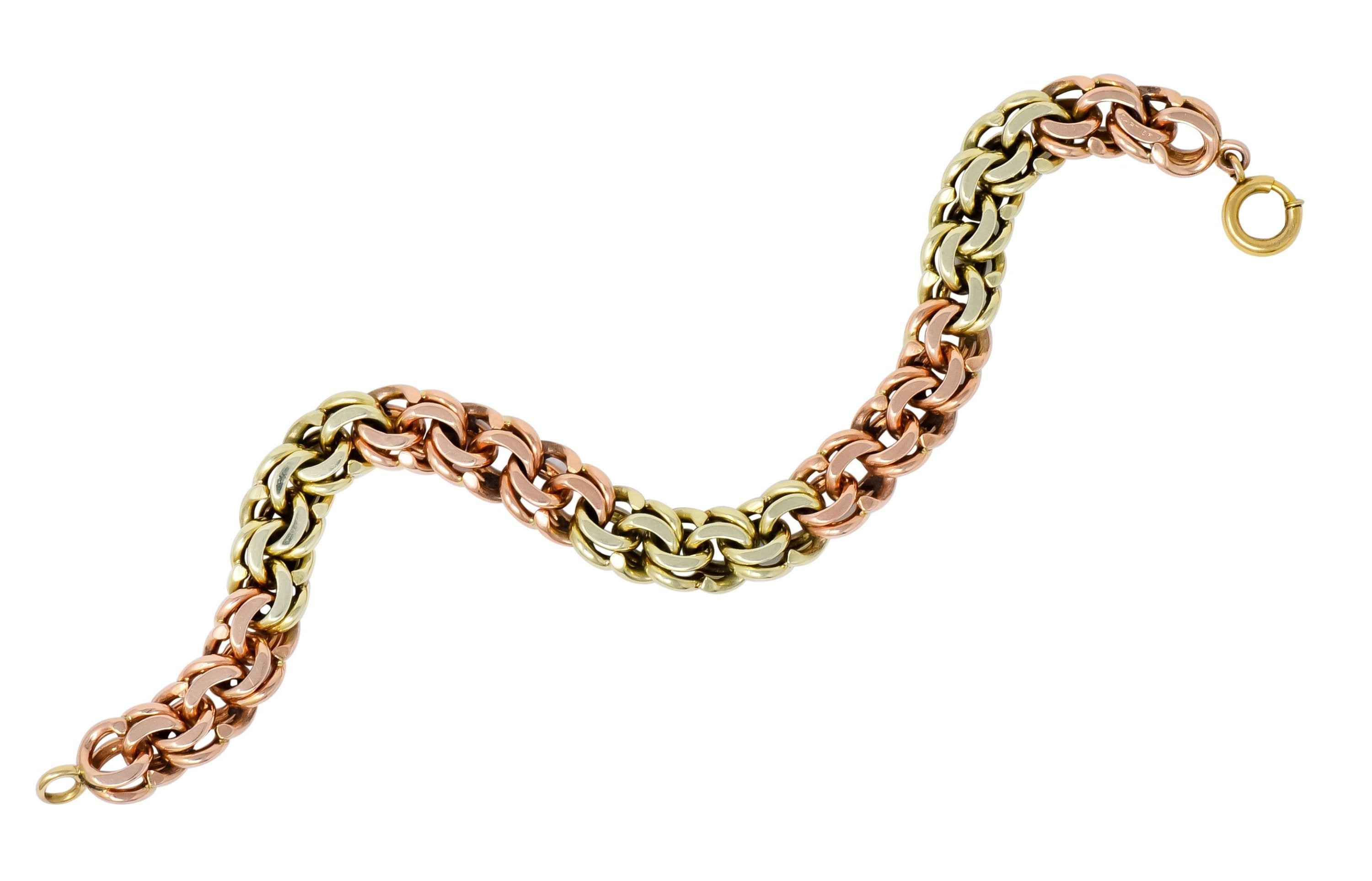 Cartier Retro 14 Karat Tri-Colored Gold Charm Bracelet - Wilson's Estate Jewelry